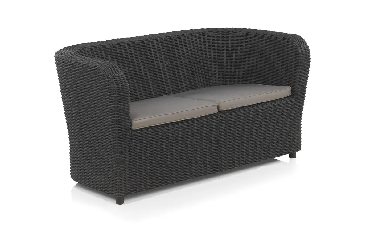 Shaf - Nova | Muebles Jardin Exterior - Sofa 2 Plazas para Terraza o Balcon | Fabricado en España con Materiales Reciclados - Color Grafito