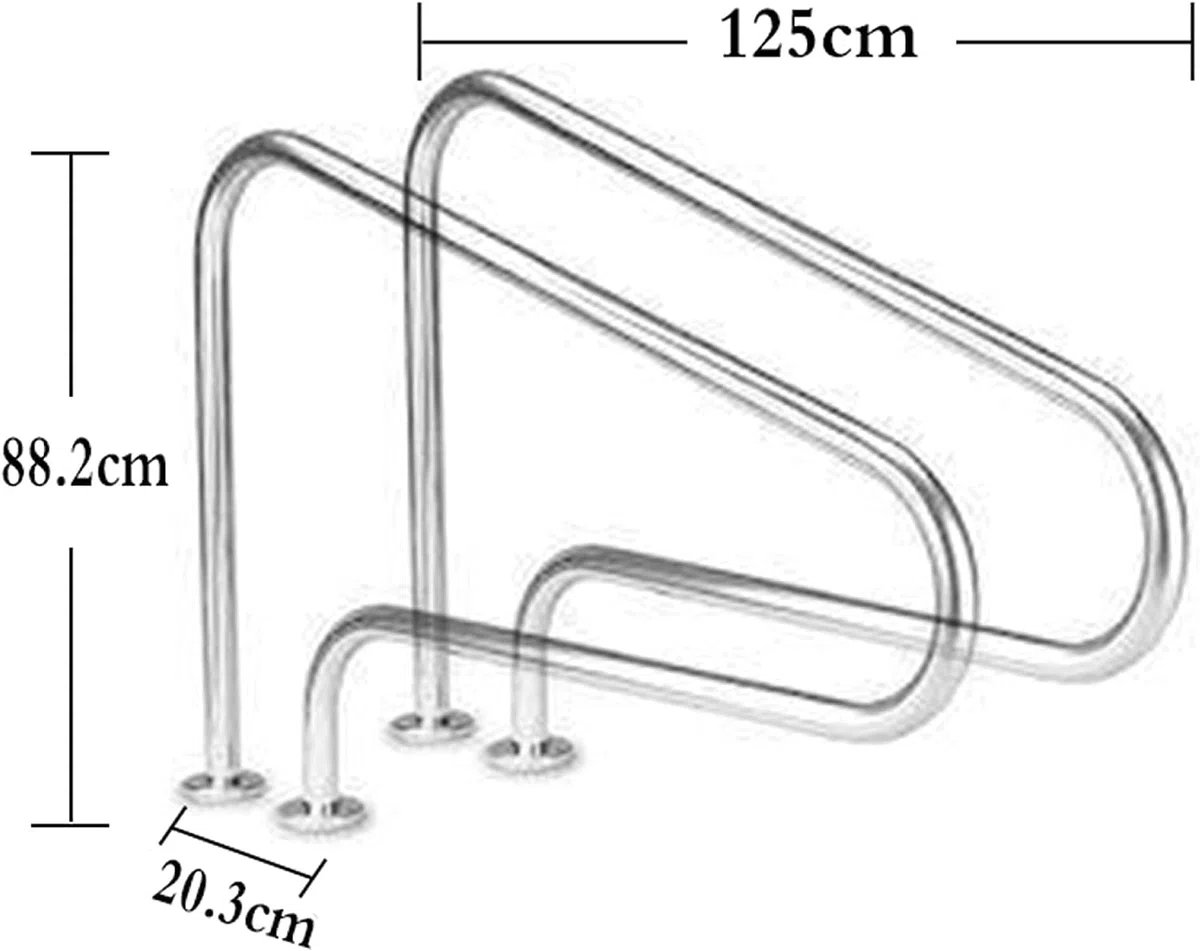 Genérico Barandilla para Piscina Pasamanos para Piscina Manijas de Escalera de Acero Inoxidable 304 Soportes para pasamanos Adecuado para Piscinas sobre el Suelo/jardín en el Patio Trasero No empotra