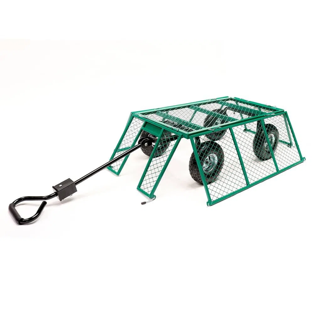 TERRE JARDIN Carro de Jardín XXL 200 L, 4 Ruedas, 300 Kg de Carga - Carro Plegable, Plataforma de Transporte, Carro para Leña, Remolque con Enganche, Neumáticos Hinchables 27 cm