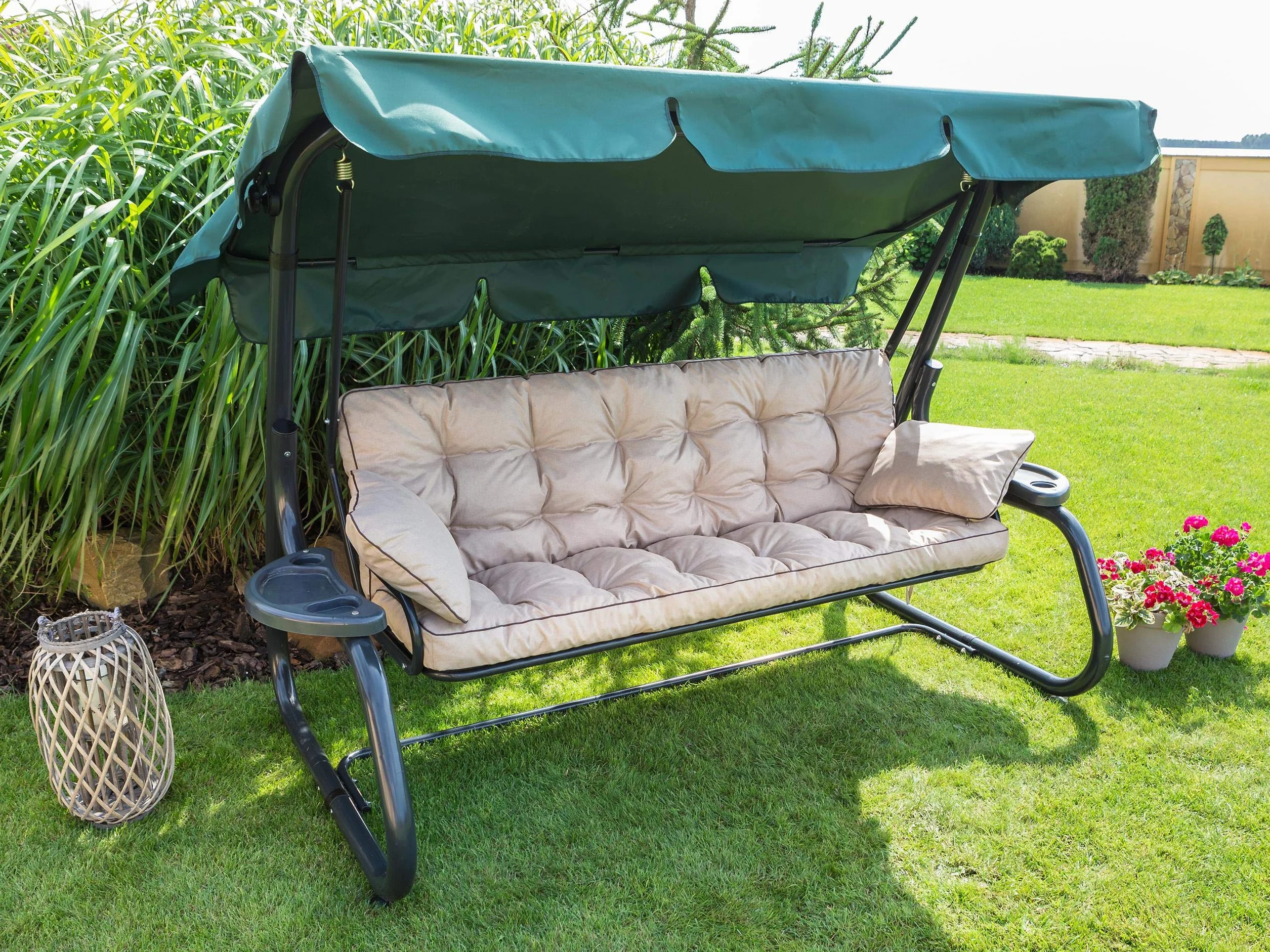 Cojín con respaldo para columpio de jardín, cojín para banco, ancho del asiento de 150 cm