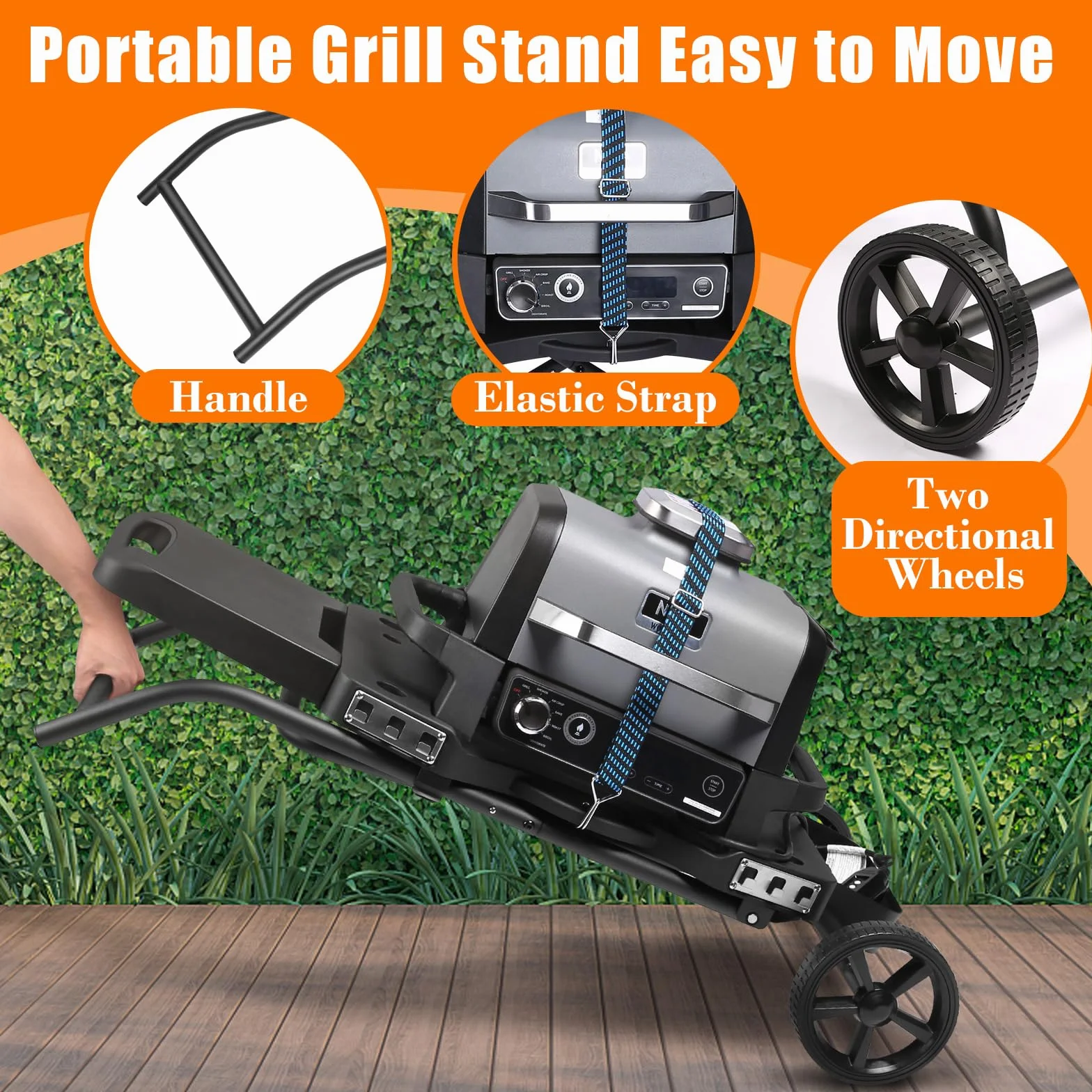 GFTIME Soporte de parrilla para Ninja Woodfire, carrito plegable para Ninja OG701, Traeger Ranger, para Pit Boss, Blackstone Griddle