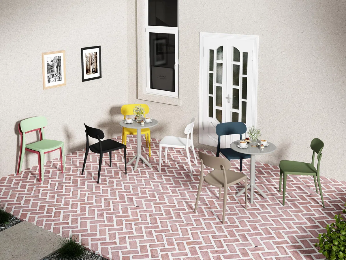 METRO Professional Silla de Jardín Gastro, Plástico/Fibra de Vidrio, Apilable, para Exterior, Amarillo Mostaza