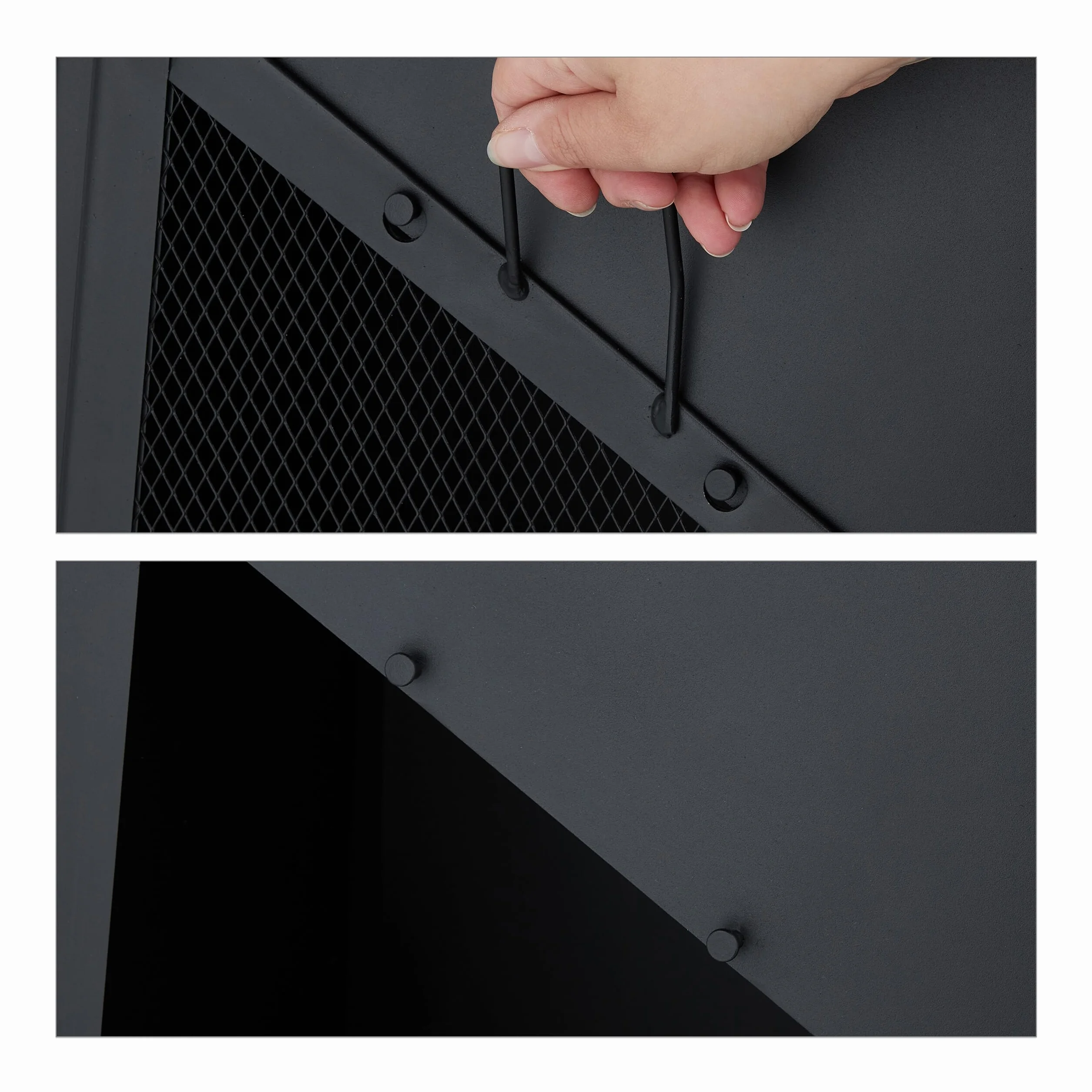 Relaxdays Chimenea Exterior con Barbacoa, Caja Cenizas, Salvachispas, Atizador, Parrilla Jardín, 149x44,5x44,5 cm, Negro