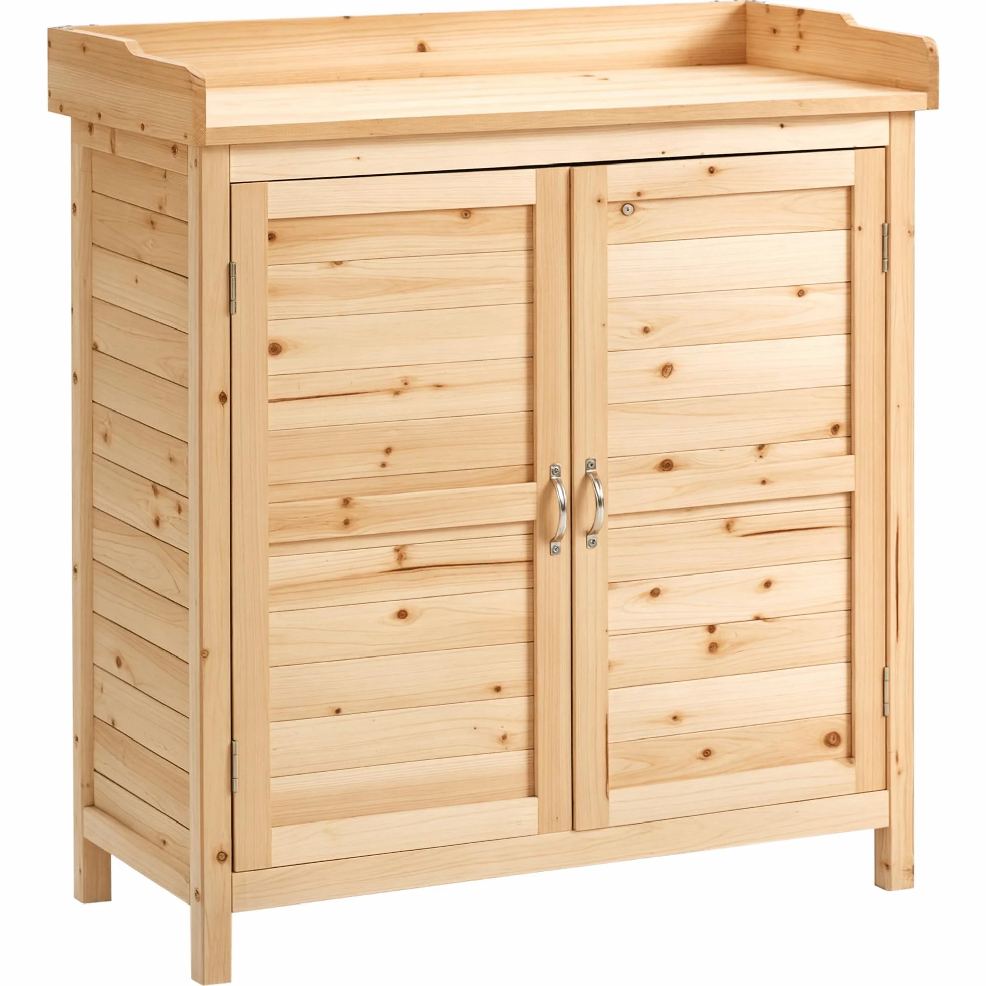 Outsunny Armario de Jardín de Madera Cobertizo Exterior Cobertizo para Almacenaje con 2 Puertas Estante y Patas Elevadas para Terraza Patio 83x40x92 cm Natural