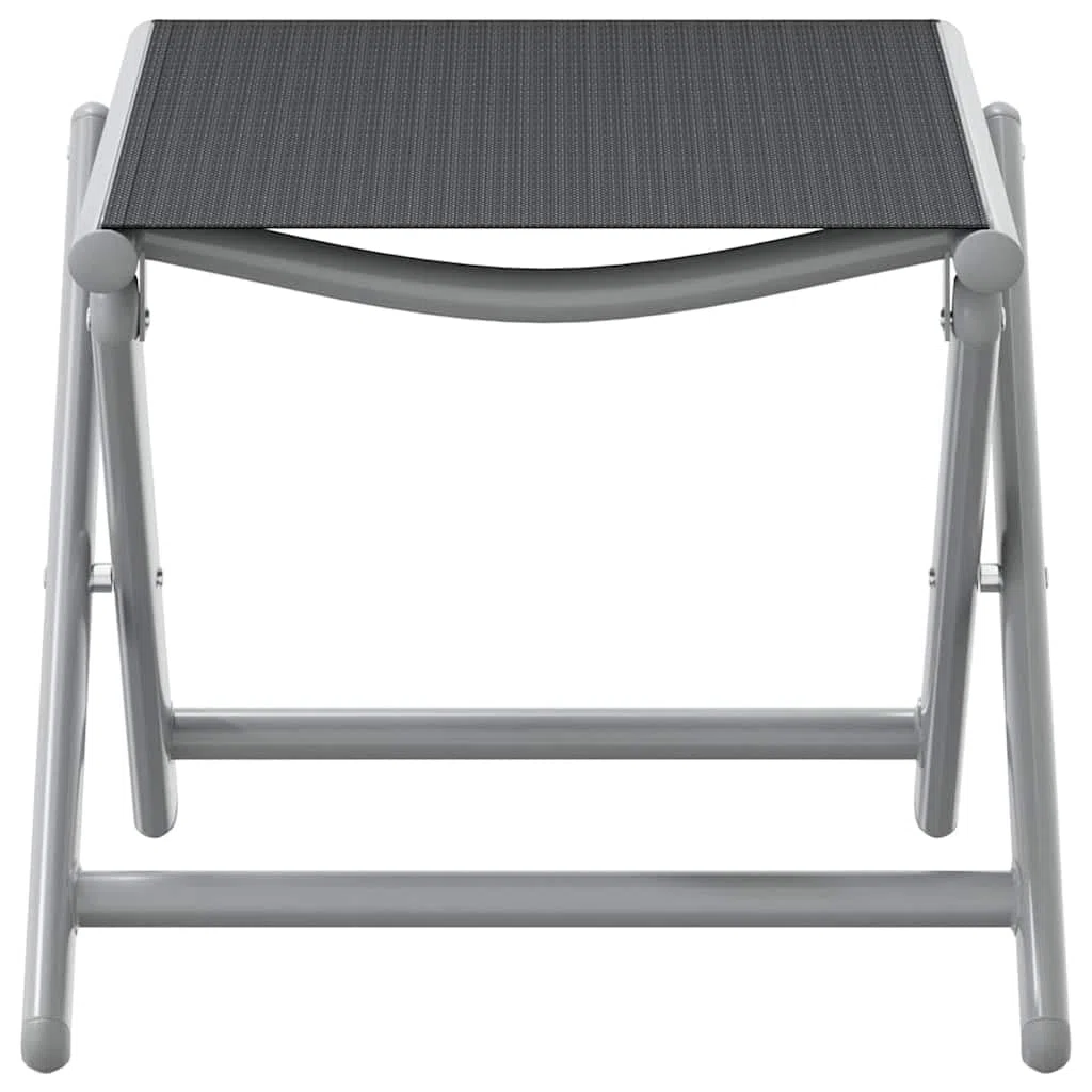 vidaXL Reposapiés Plegable Silla Asiento Otomana Taburete Jardín Asiento Salón Terraza Patio Exterior Balcón Textilene y Aluminio Negro y Plateado