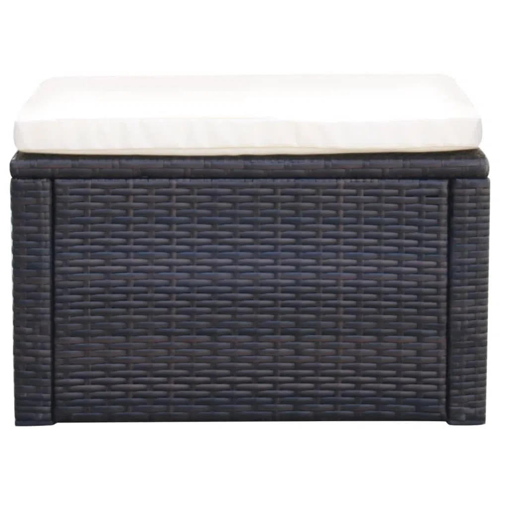 vidaXL Taburete Otomana de Jardín Asiento Reposapiés Patio Muebles Terraza Exterior Silla Aire Libre Poli Ratán Sintético Marrón Material Tipo Mimbre