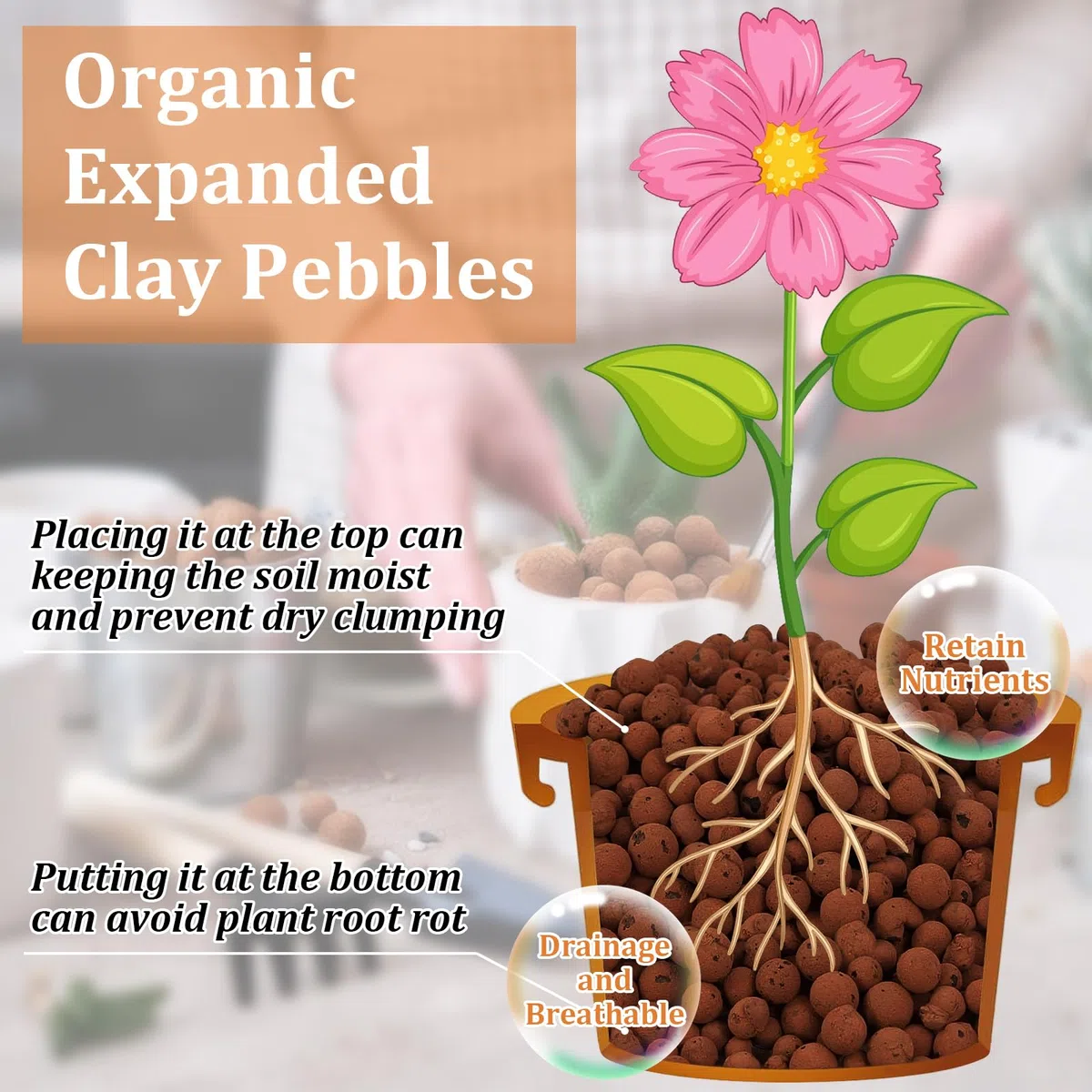 Riare Guijarros de arcilla leca orgánica de 10 libras para plantas, bolas de arcilla natural de Leca de 4 mm a 16 mm, guijarros de arcilla hidropónica ligeros para plantas de interior, cultivo