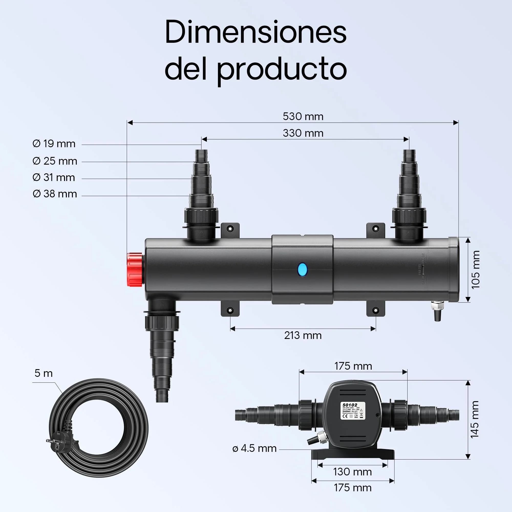 SunSun Set Filtro estanques CBF-350C hasta 90000l 36W clarificador UV CUV-236