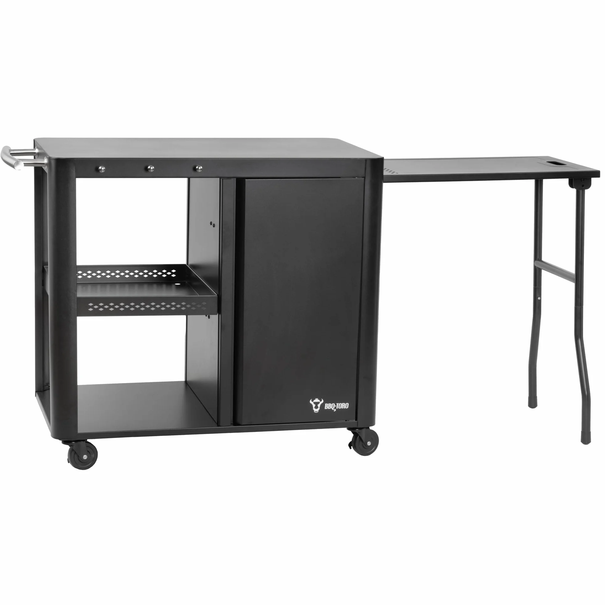 BBQ-Toro Mesa de Barbacoa con Gran Superficie de Trabajo 95 x 50 x 80 cm | Color Negro | Mesa Auxiliar para Barbacoa | Carrito de Barbacoa, Terraza, Jardín | Mesa de Barbacoa Exterior