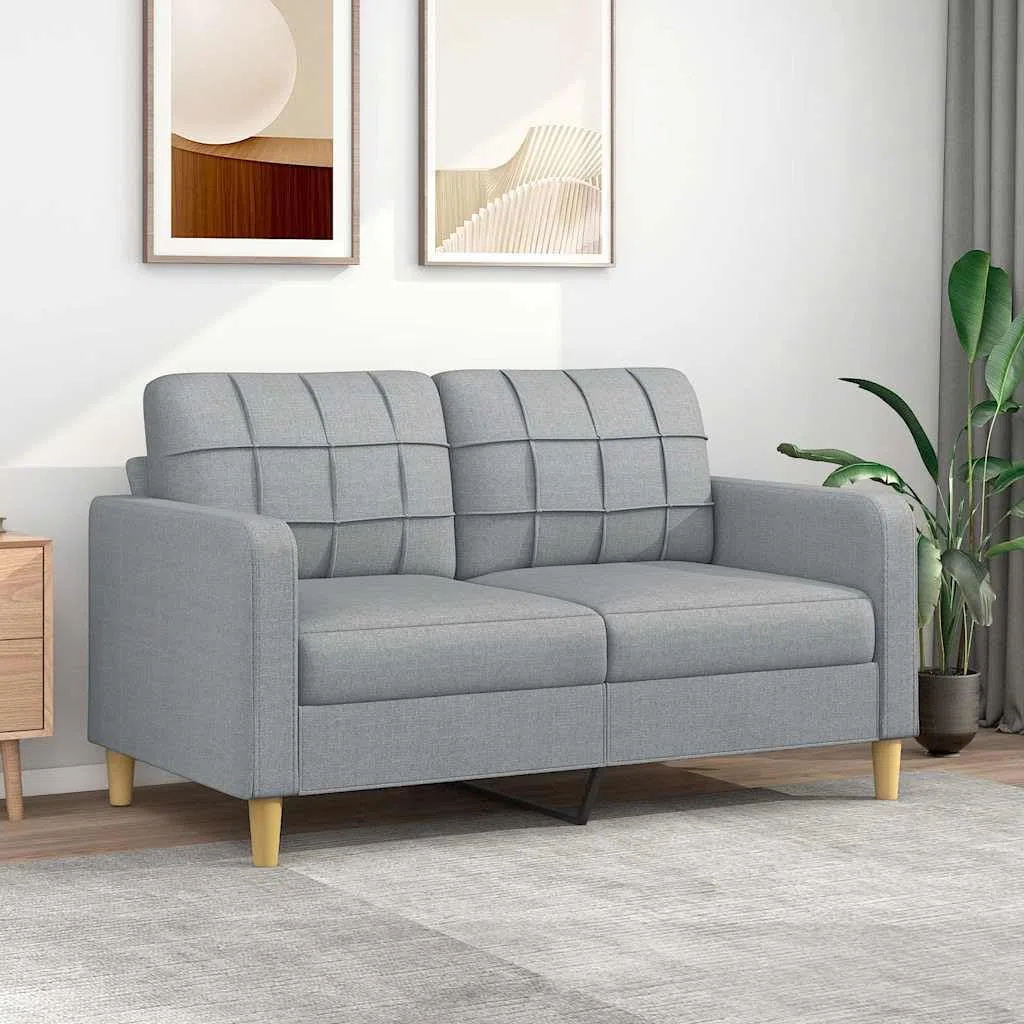 vidaXL Sofá de 2 plazas de Tela Gris Claro 140 cm, sofá, sofá tapizado, sofá de 2 Personas, sofás, sofá de salón, sofá de Dos Personas, sofá de Tela