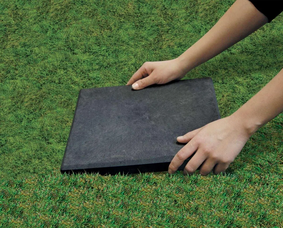 Nicoman Escalones Cuadrados de Goma reciclada con Efecto mármol, 30 x 30 x 2,5 cm, Resistentes al Uso, Azulejos para Caminos al Aire Libre (Grafito, Juego de 4)