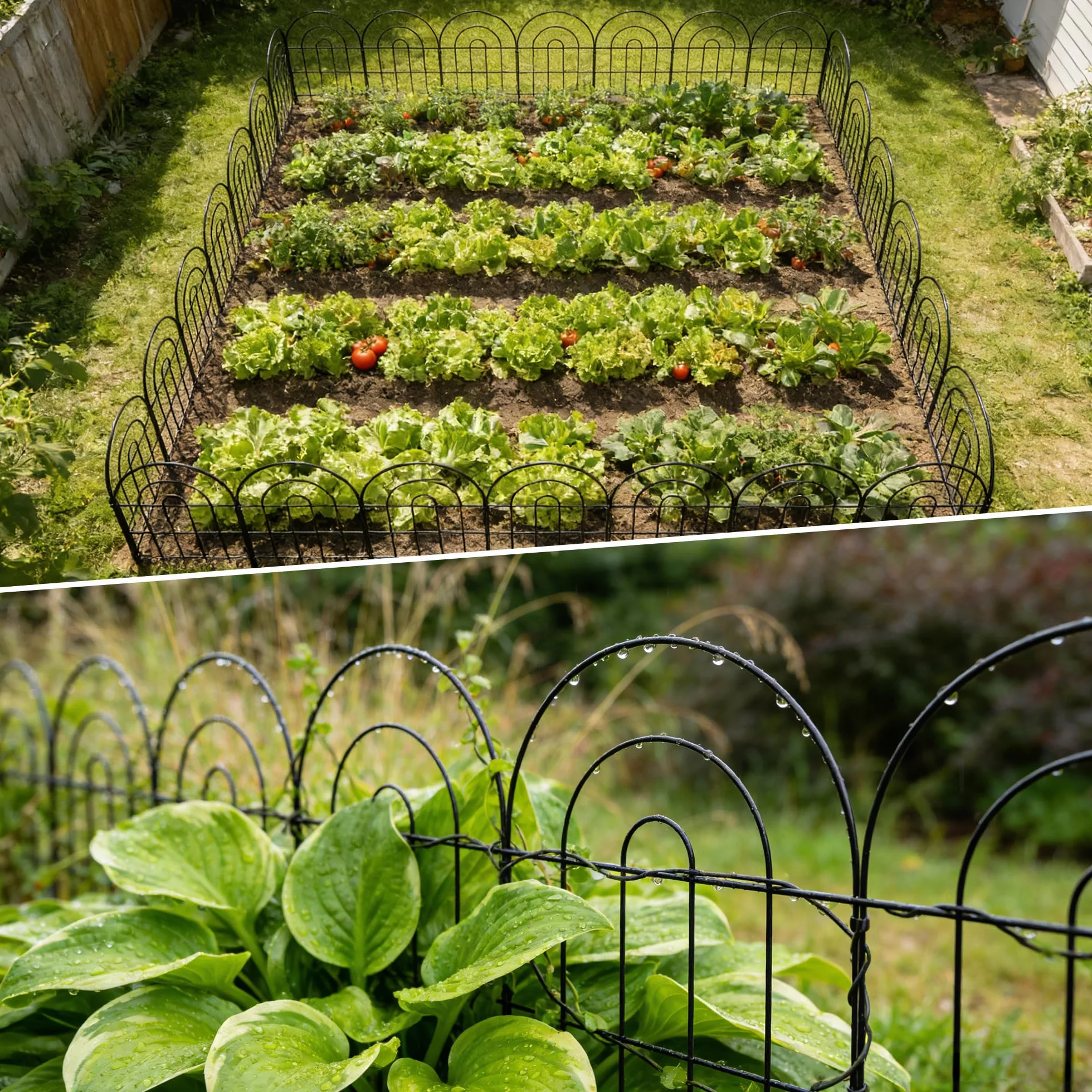 Thealyn Valla decorativa de jardín de 61 cm de alto x 33 cm de ancho (25 paneles, longitud total 8,2 m) valla de metal, valla sin cavar, valla para exteriores, valla de perro para cama de flores
