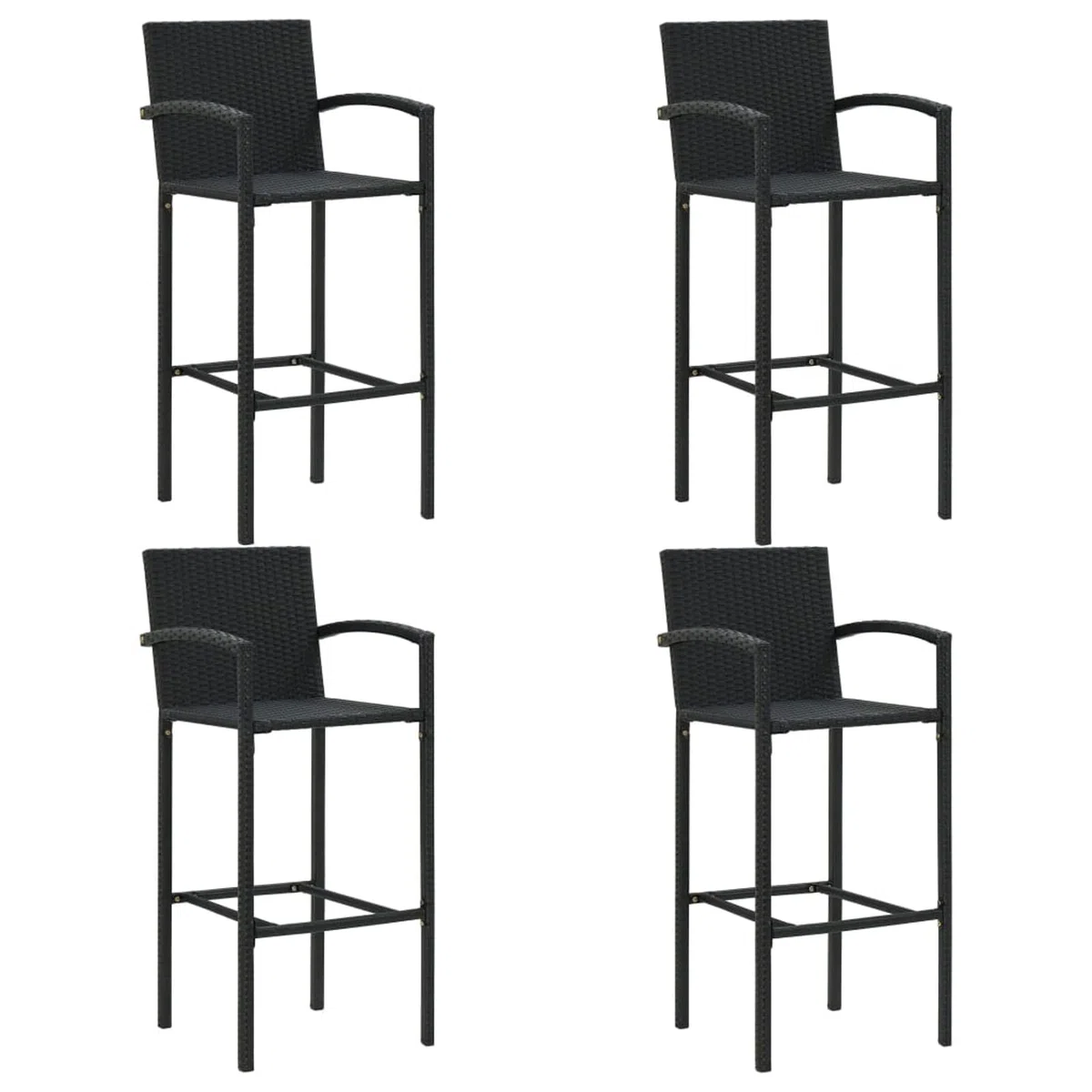 Rantry Mesa y taburetes Altos jardín y Cojines 5 pzas ratán PE negroJuegos de Muebles Altas, Mesa de Cafetería, Set de Balcón, Set de Bar Longitud Mesa 70 cm