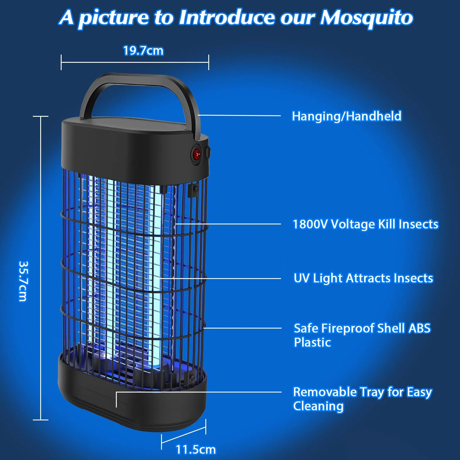 Lampara Antimosquitos Electrico 18W, Luz UV Matainsectos Eléctrico No Tóxico Matamoscas para Interiores Trampa para Mosquitos para Dormitorio Cocina Patio