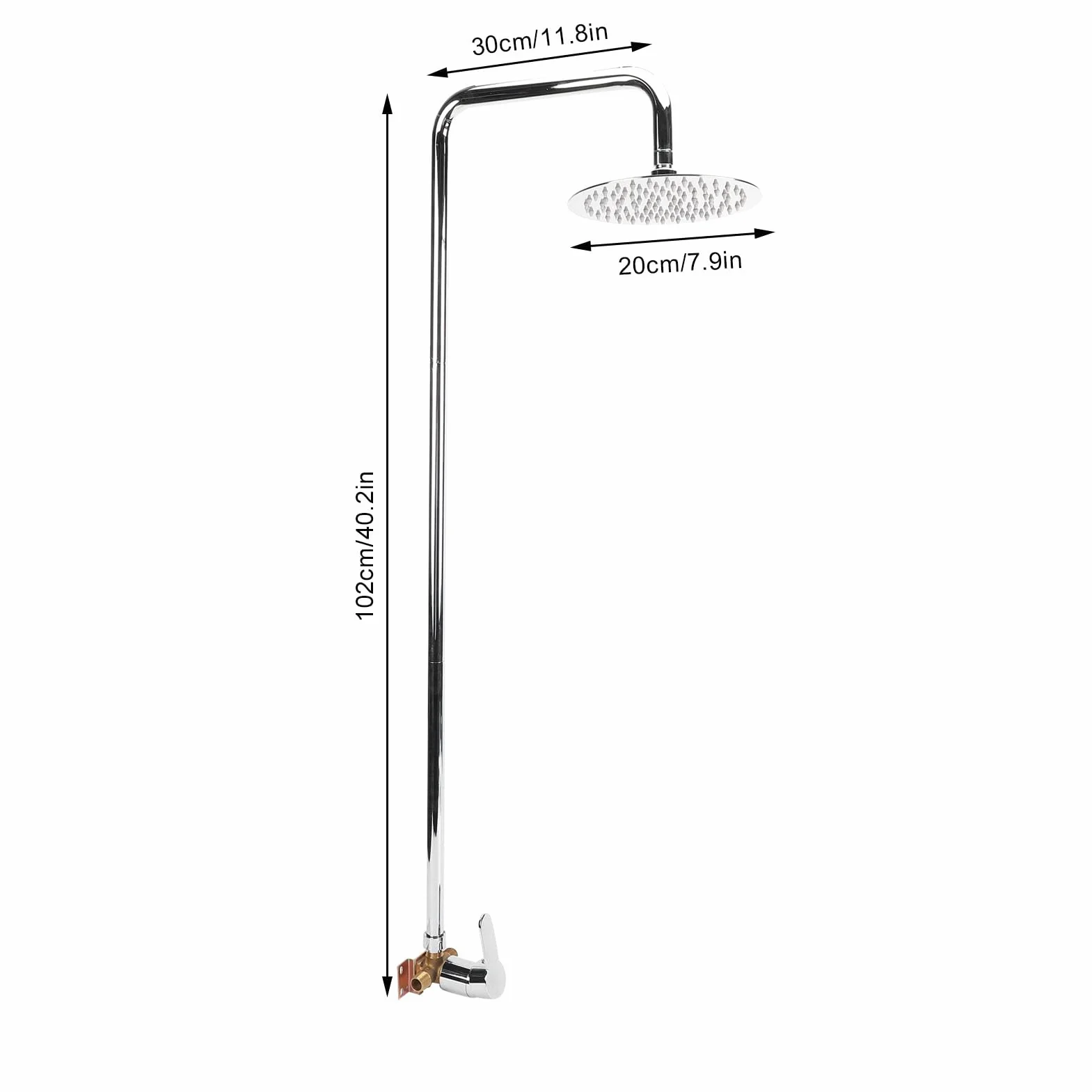 Kit de Ducha Exterior, Cabezal de Ducha Tipo Lluvia de Acero Inoxidable 304 con Acabado Galvanizado, para Patio, Piscina y Playa
