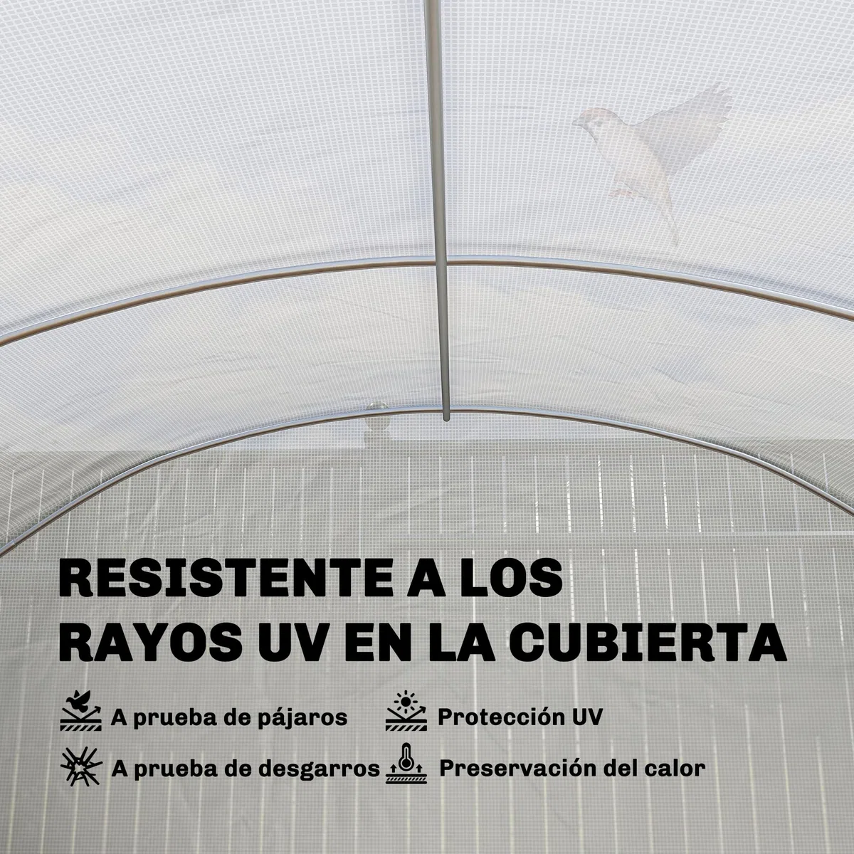 Outsunny Invernadero de Exterior 6x3x2 m, Invernadero de Túnel con 3 Puertas Enrollables, Ventanas de Malla, Cubierta PE 140g/m² Anti-UV y Marco de Acero Galvanizado, para Cultivos, Plantas, Blanco