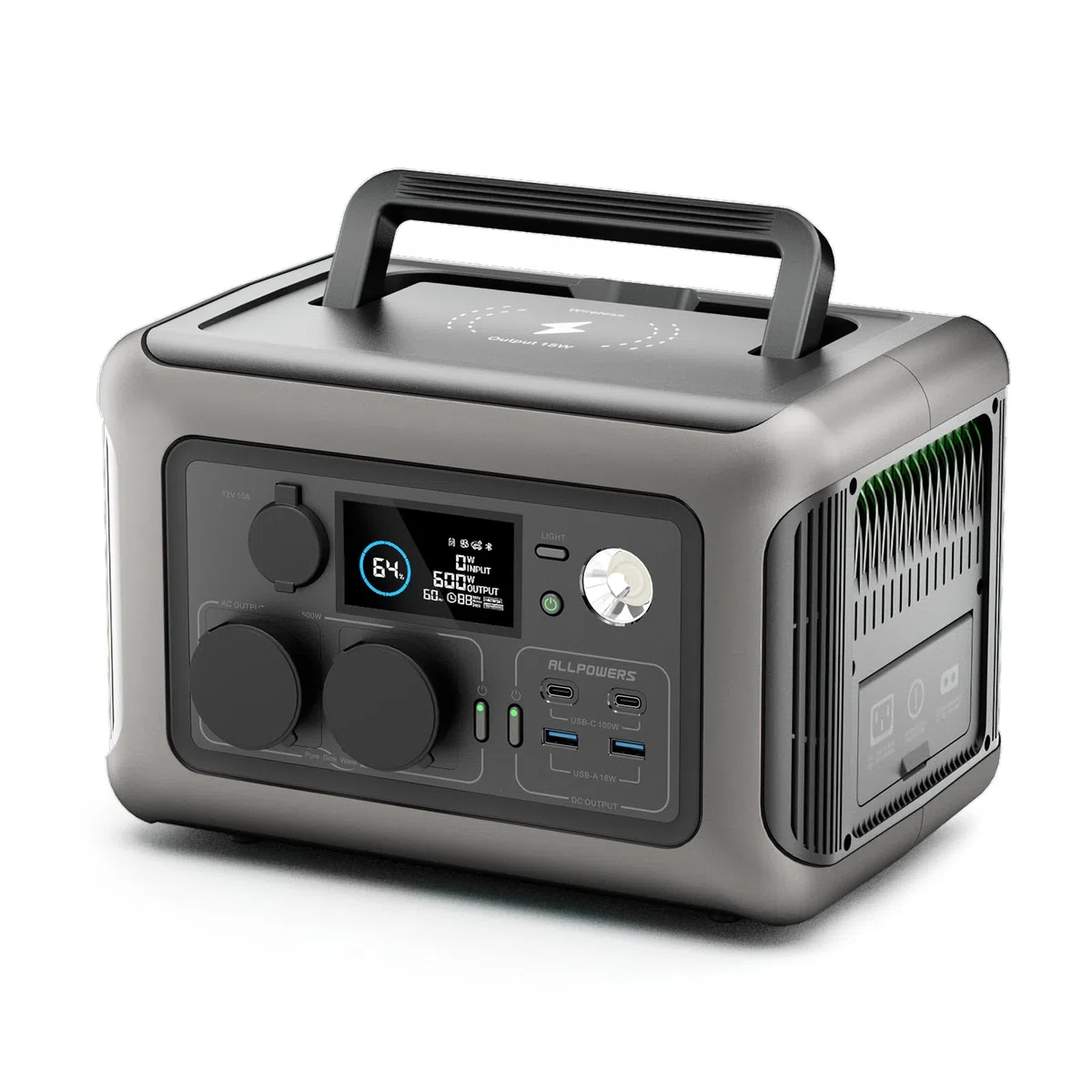 ALLPOWERS R600 Estación de Energía Portátil,Batería LiFePO4 de 299 Wh,Generador Solar de Salida de CA de 2 * 600 W (Pico1200 W),Carga Rápida de 1 Hora,Camping,RV,Emergencia (R600)