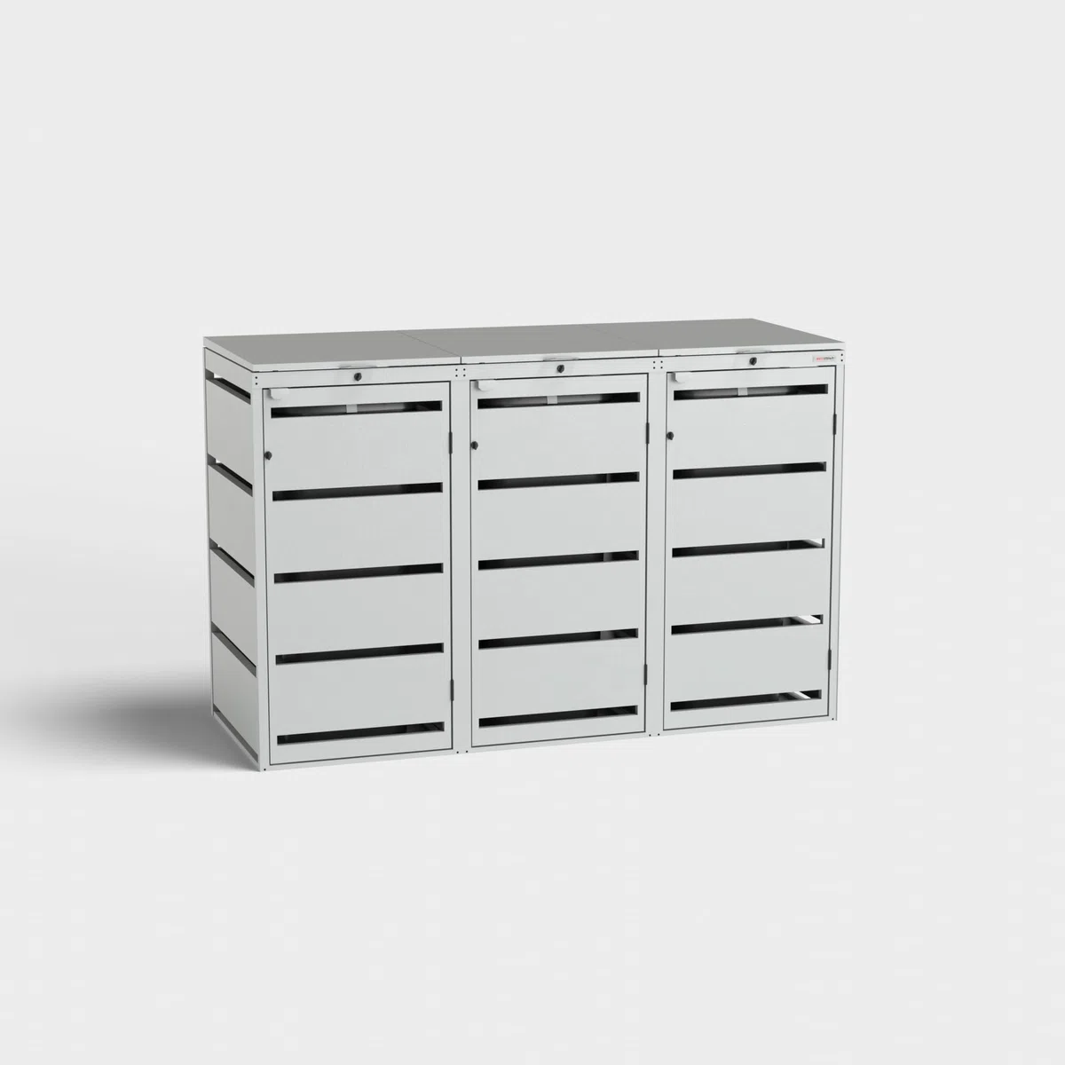 Dagobert Caja para Cubos de Basura 120L (3 Unidades) - Acero Galvanizado Resistente - Armario Exterior para Residuos - Cobertizo Impermeable para Jardín