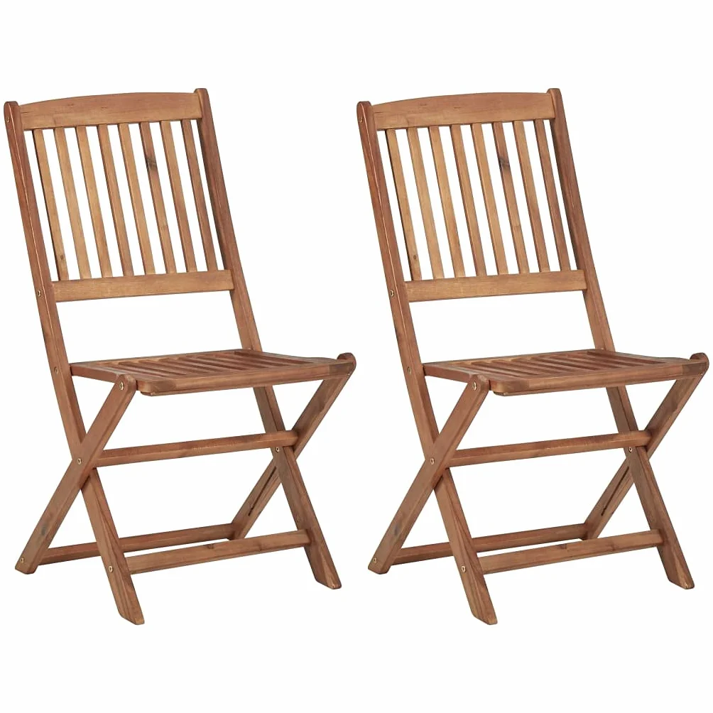 vidaXL 2X Madera Maciza de Acacia Sillas Plegables de Jardín Sillón Exterior Terraza Balcón Patio Asiento Butaca Muebles Mobiliario