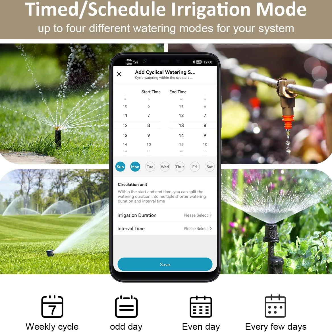 Programador Riego WiFi,Johgee Programador de riego 2 Salidas,Temporizador de Riego para Manguera Bluetooth con Retraso de Lluvia para Grifo de Jardín al Aire Libre, Temporizador de Riego Programable