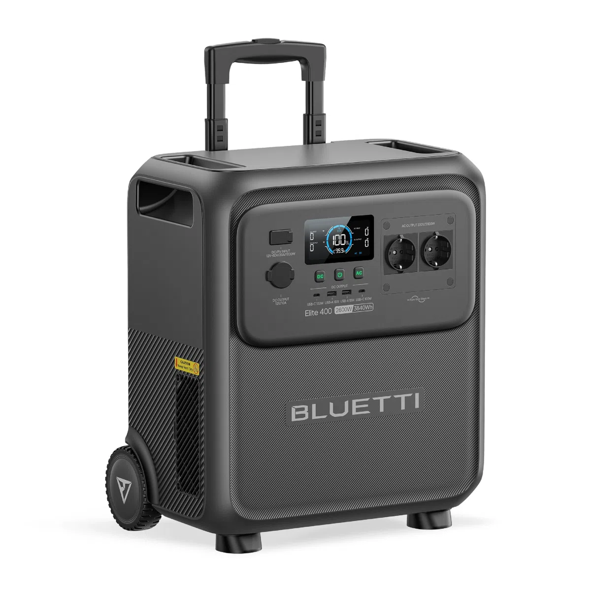BLUETTI Elite 400 Estación de Energía Portátil, Batería LFP 3840Wh con Salidas CA 2600W (3900W en Modo Lifting), Generador Solar de Alta Capacidad con Ruedas para Hogar, Cortes de Luz, RV y Camping