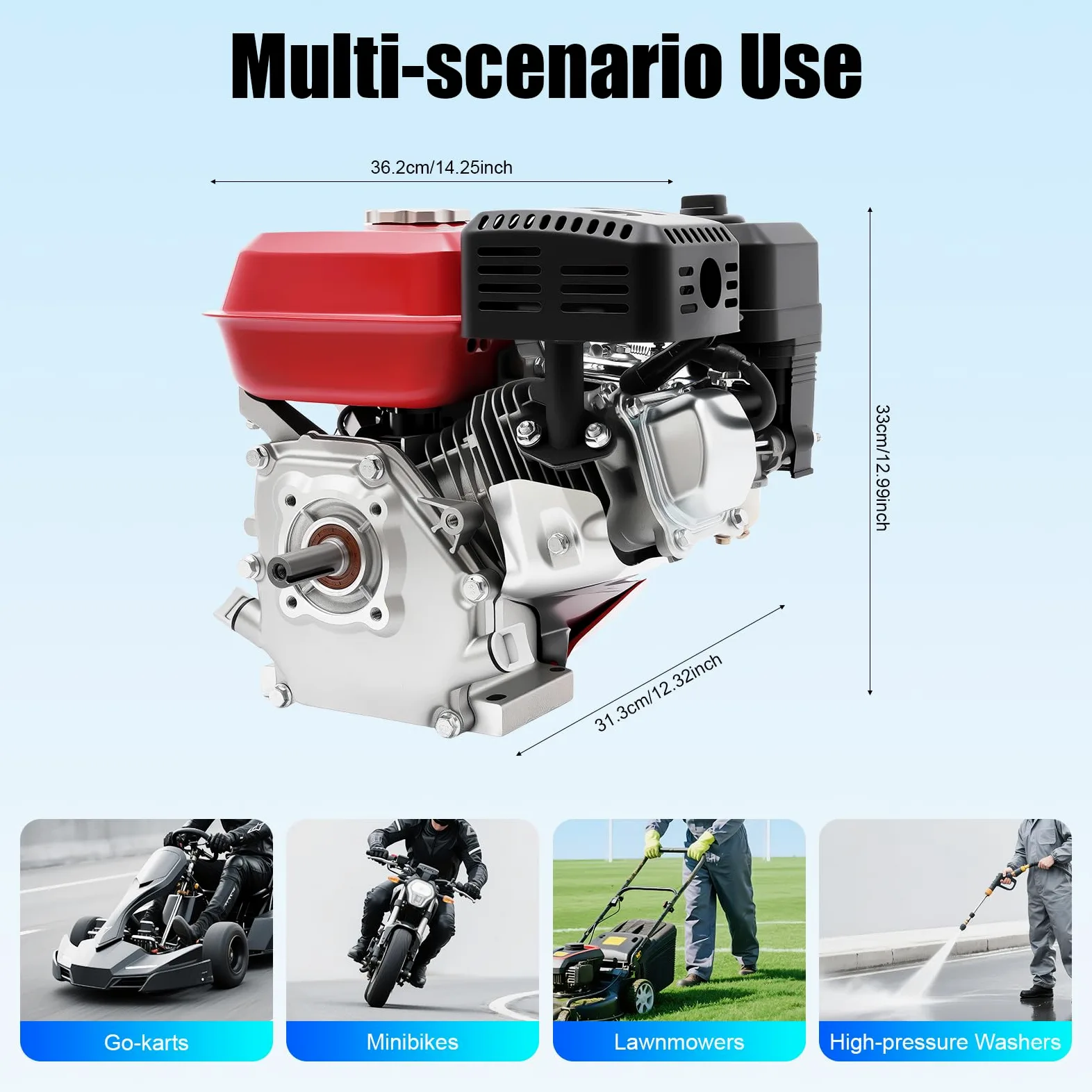 4 tiempos, 7,5 CV, 5100 W, motor de gasolina, cigüeñal, bomba de agua, motor de pie, para bomba de transferencia de agua, desbrozadora Gokart