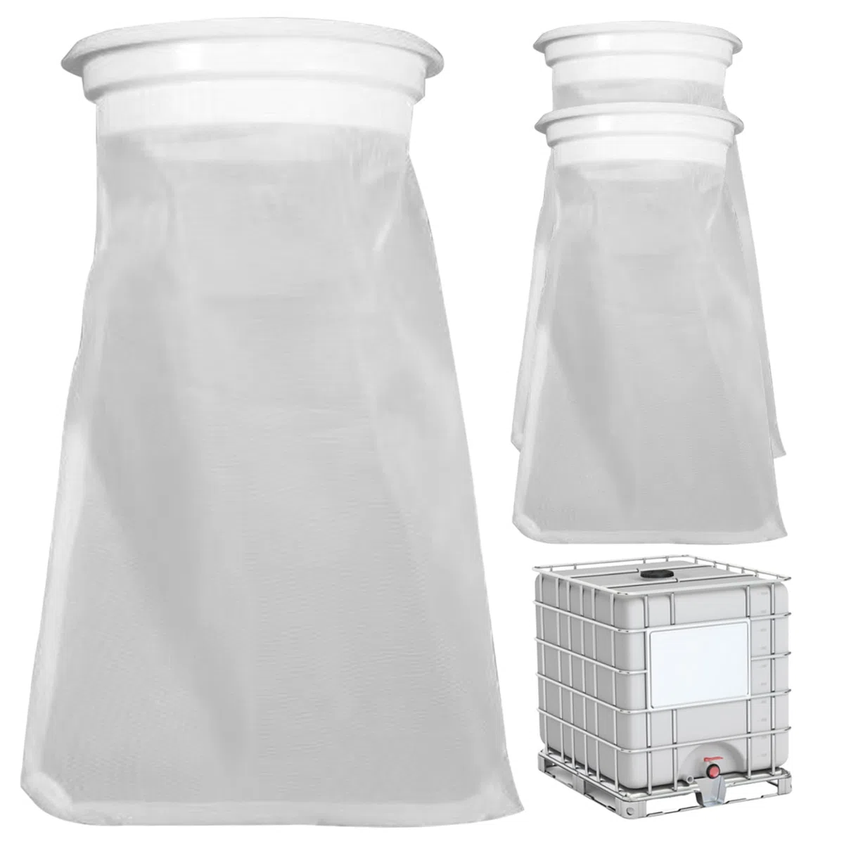 Filtros para IBC (3 Unidades, 5, 3" x 250 mm), Tapa de Malla Fina, Filtro de Nailon Lavable y Reutilizable, Repuesto para Agua de Lluvia, Accesorios para barriles de Lluvia.