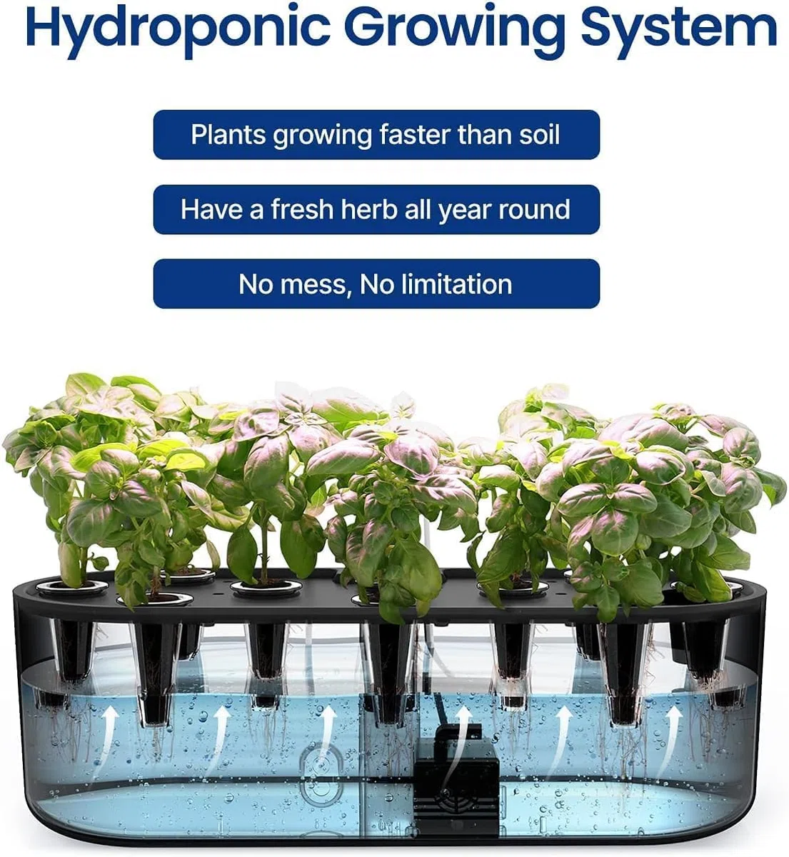 iDOO Sistemas de Cultivo Hidropónico, Temporizador Automático, Lámpara LED para Plantas, 10 Pods, Jardín de Hierba para Interior, Juego de Germinación de Jardín, Altura Ajustable