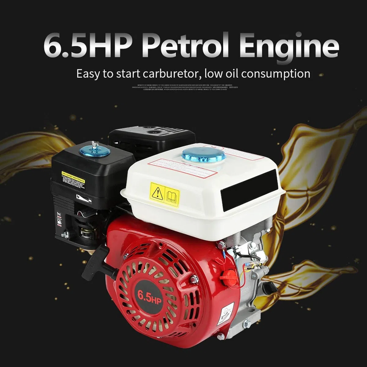 6,5 PS Benzinmotor, 4-Takt OHV Motor mit Pull Start, 168F Ersatzmotor mit Easy Start Vergaser und niedrigem Ölverbrauch