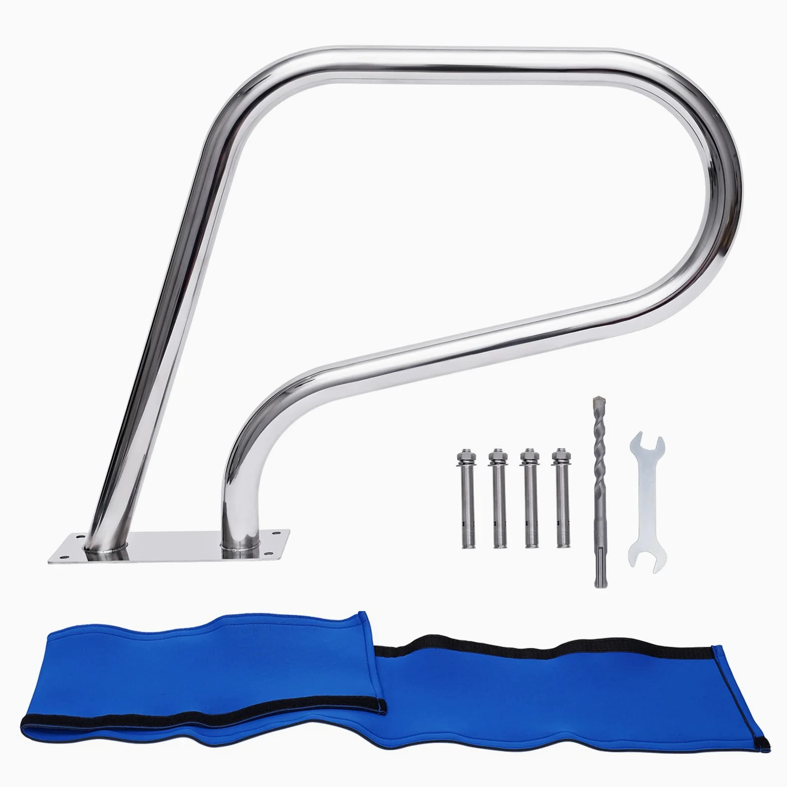 Barandilla de acero inoxidable, pasamanos para piscina, barra de sujeción para piscina, acero inoxidable, arco con cubierta de mango y accesorios para piscinas, inclinado, parque acuático de spa