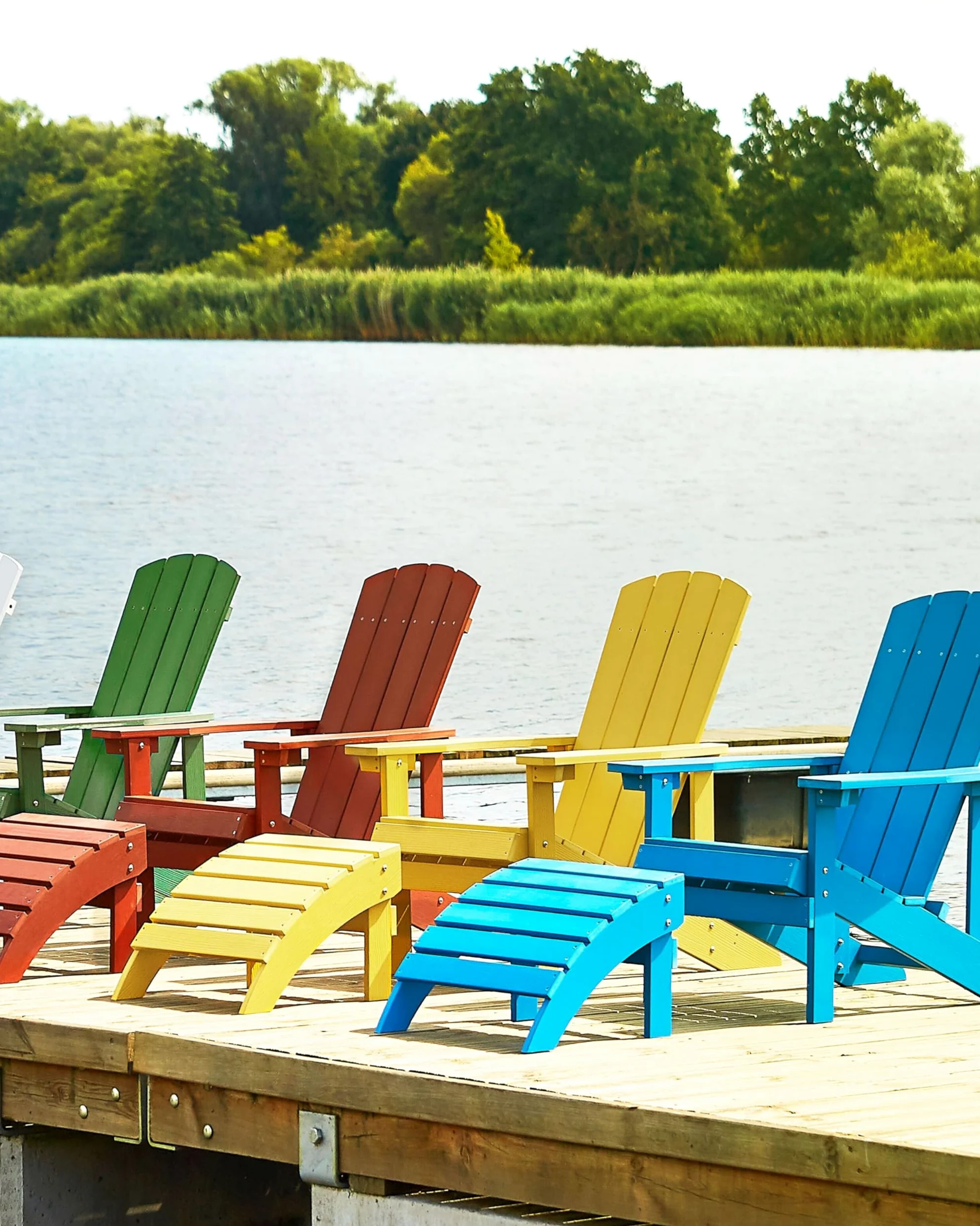 Reposapiés amarillo de madera plástica resistente a la intemperie estilo moderno jardín Adirondack