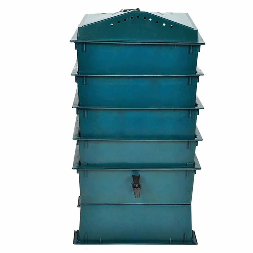 vidaXL Compostador para Gusanos con 4 Bandejas Verde Vermicompostador Abono