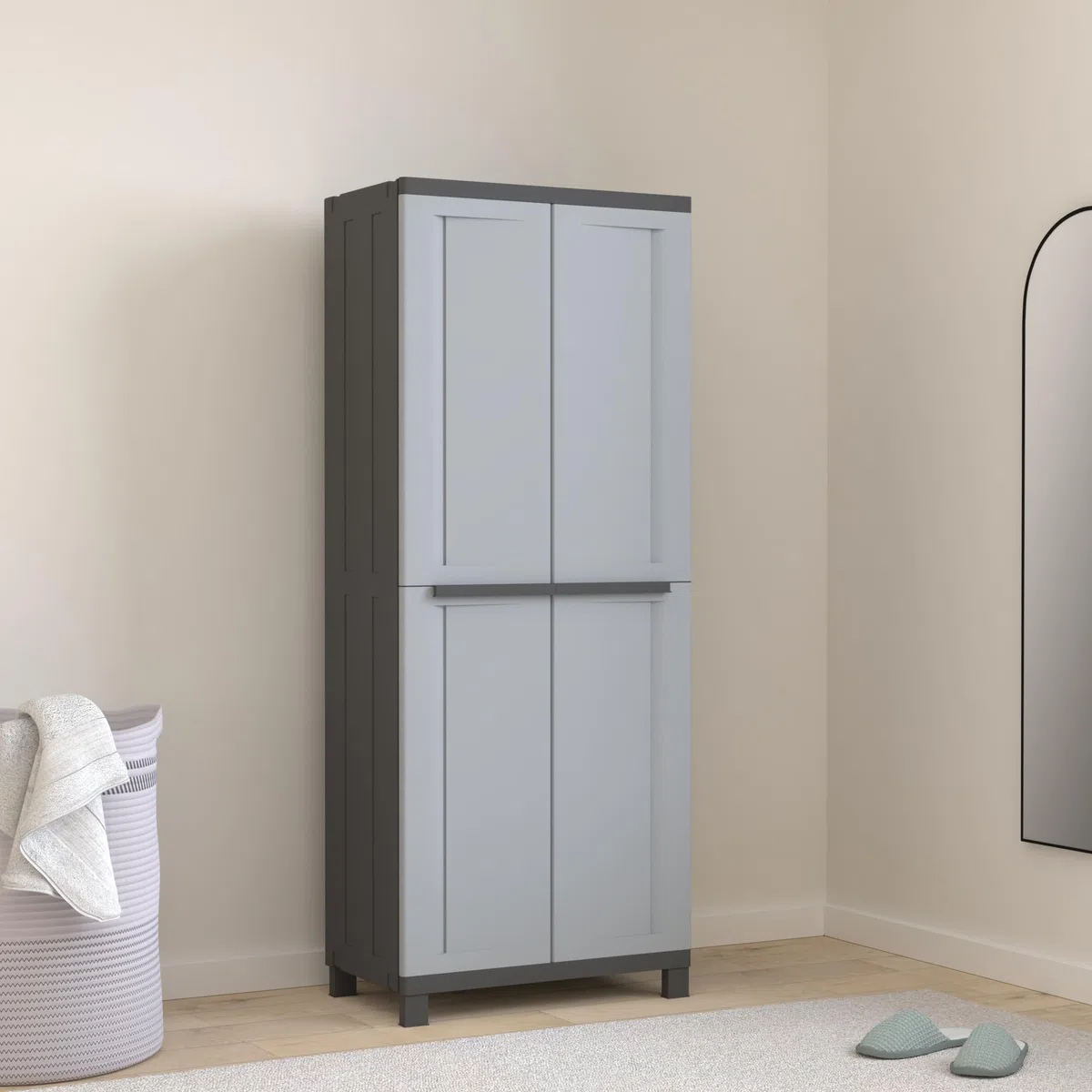 Terry, Twist Black 2680, Armario 2 Puertas, 3 Estantes Internos. 68x39x170 cm