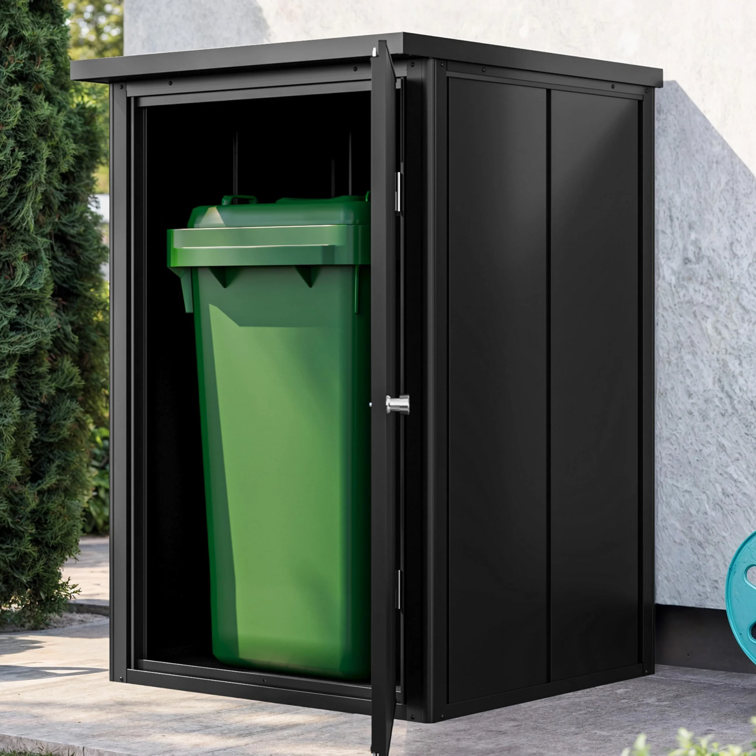 GFP Primeyard Armario Exterior metálicos 84x84x131 cm Caseta de jardín Antracita Incl. Suelo