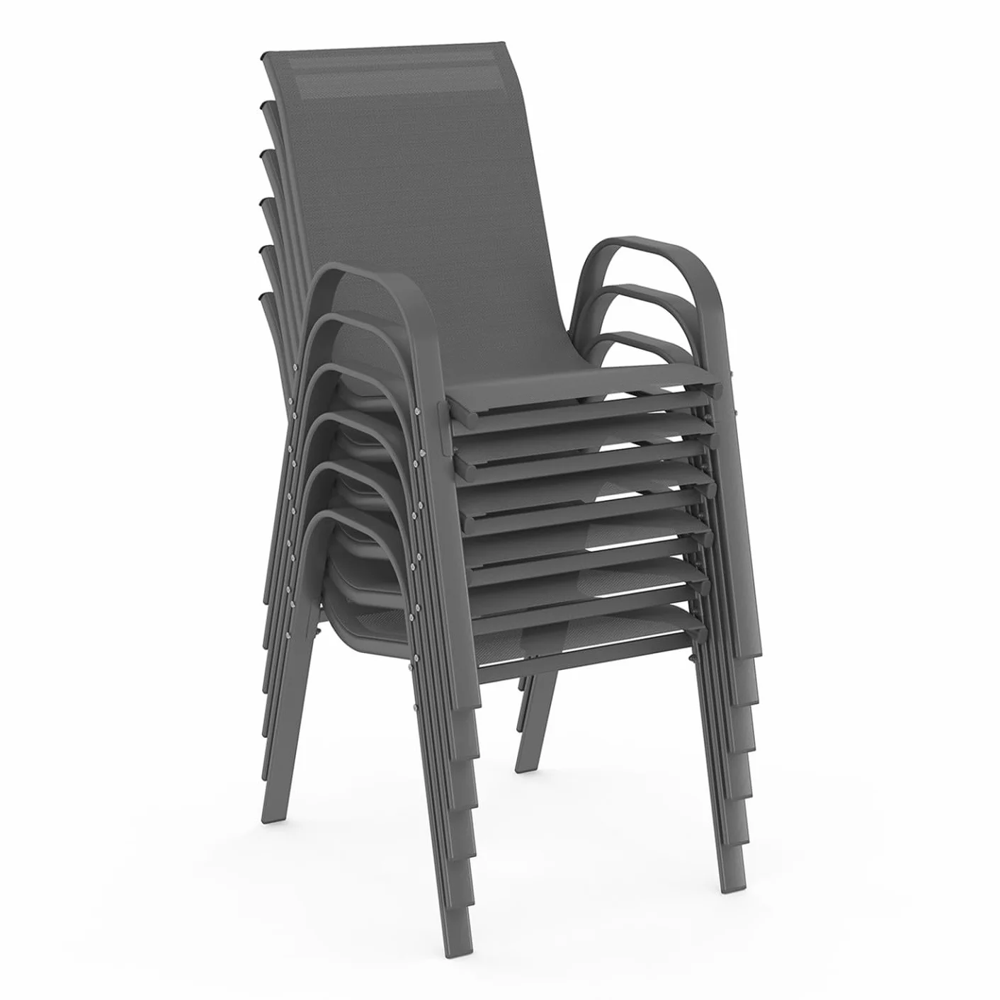 IDMarket - Muebles de jardín Madrid, extensible, mesa gris, 135-270 cm y 12 sillas apilables, gris antracita