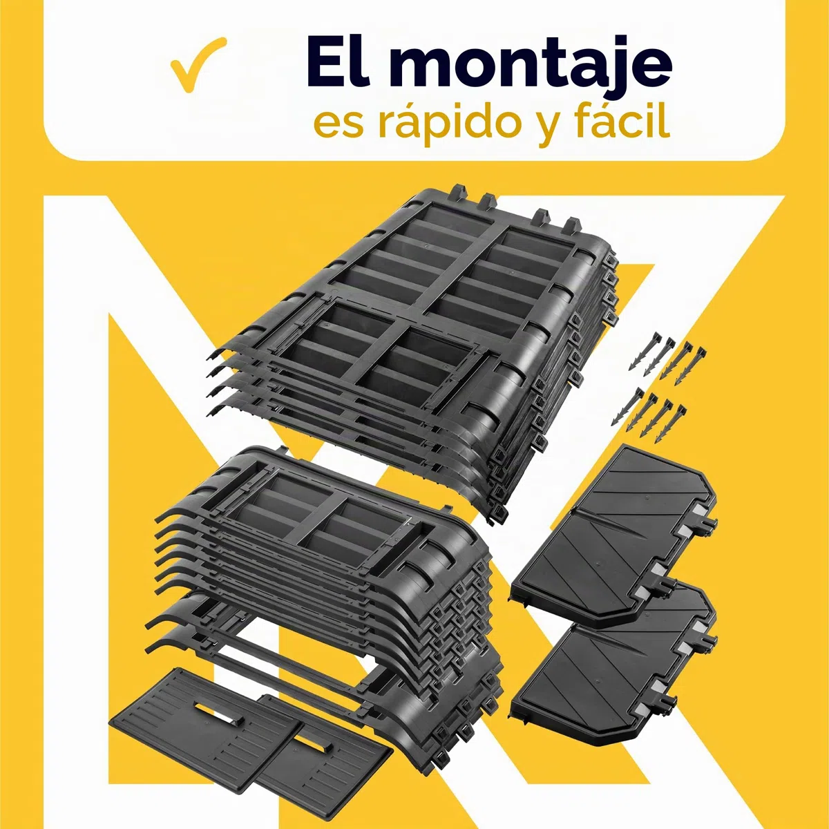 KADAX - Compostador de jardín 1000L, una solución ecológica y práctica para transformar sus residuos orgánicos en fertilizante natural, bandeja de compost (Negro)