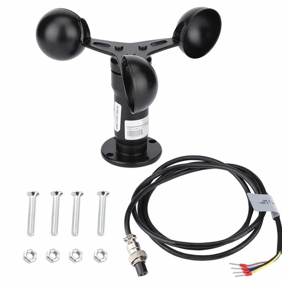 Anemómetro, Dc 12-24V Salida de Señal Sensor de Velocidad del Viento Anemómetro de Aleación de Aluminio para Invernadero, Estación Meteorológica, Muelle, Granja