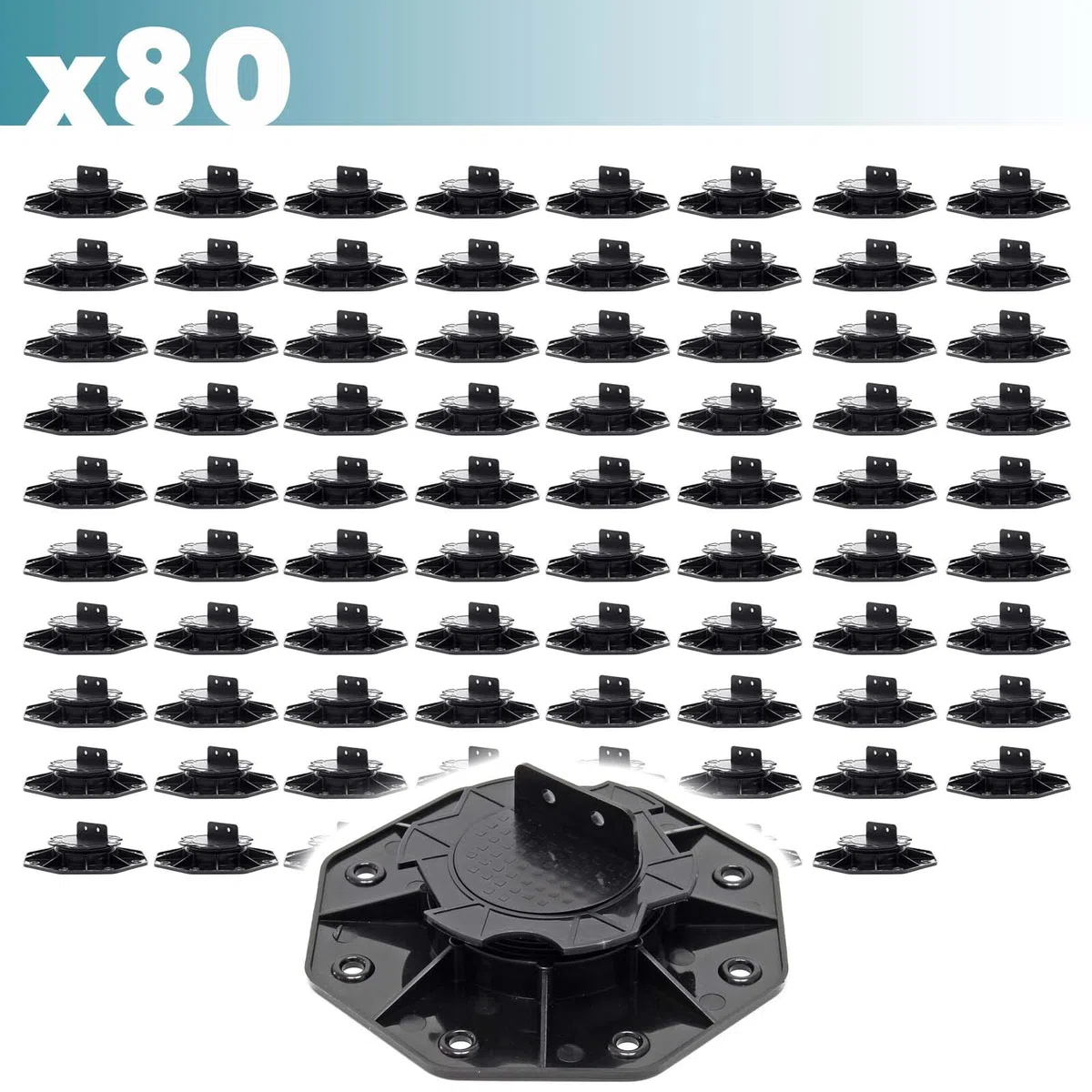 XPOtool Juego de 80 bases regulables para terraza carga máxima 2700kg ajustable en altura 18-25 mm