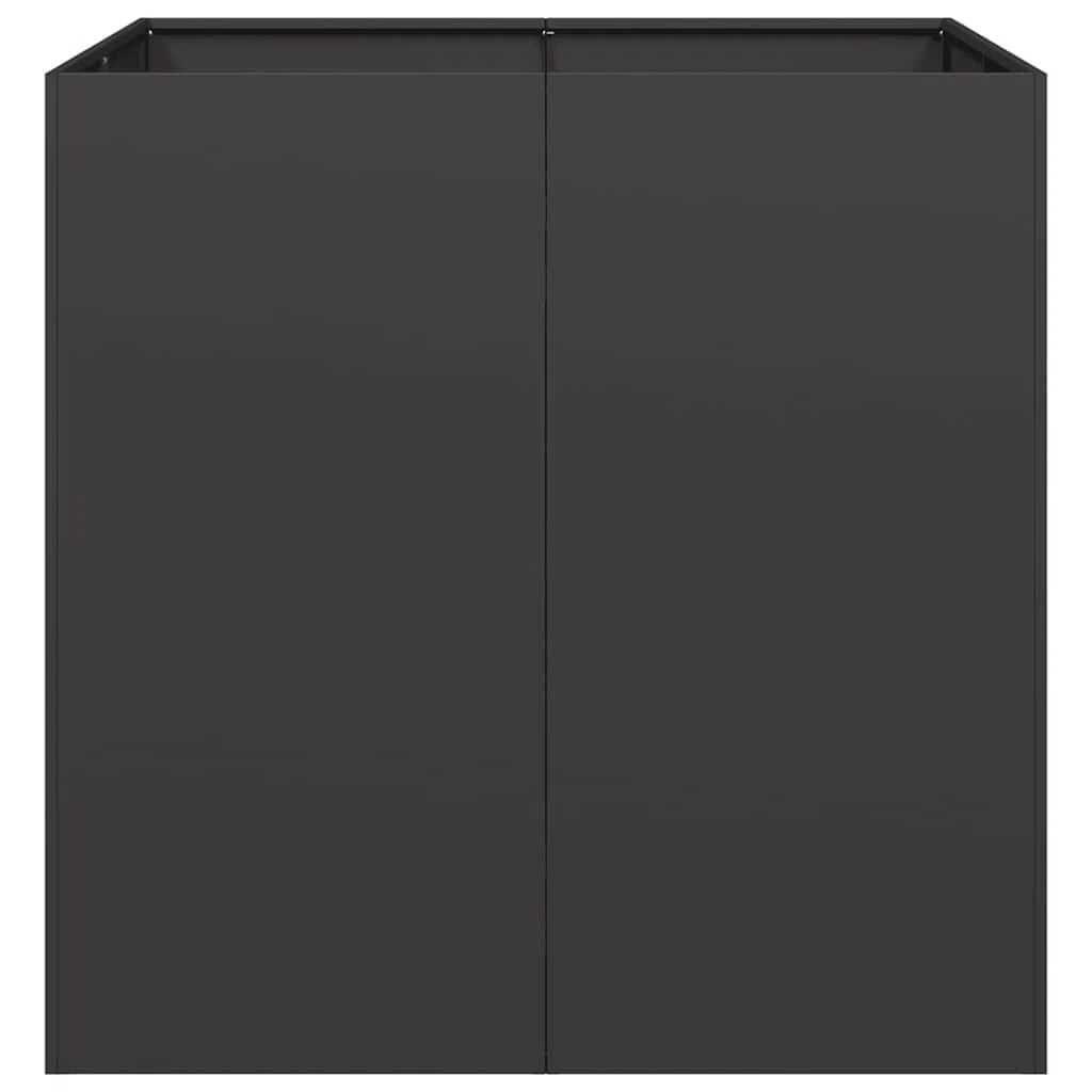 vidaXL Jardinera Acero Negro 80x80x80 cm, macetero, Soporte para Plantas, lecho Elevado, Soporte para jardineras, Bandeja para Plantas