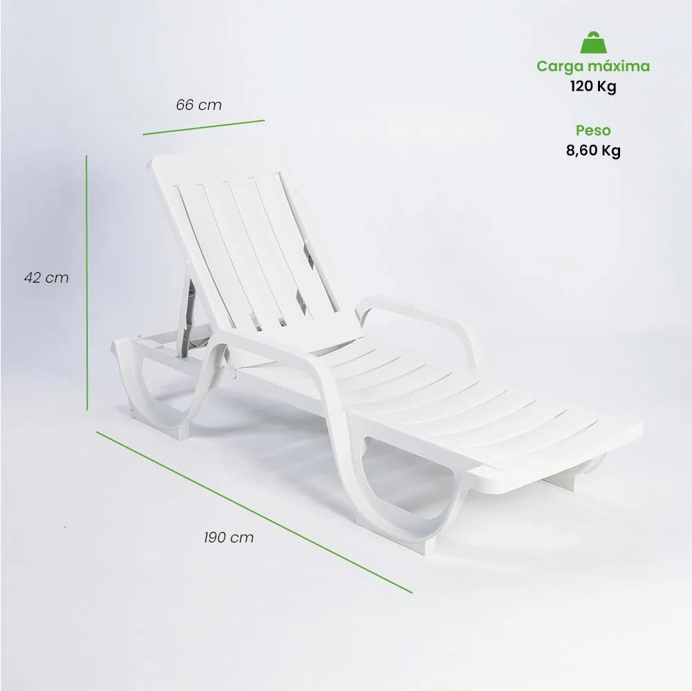 Pack 2 Tumbonas con Reposabrazos y 4 Posiciones. Hamaca Modelo Malibú, Reclinable y Resistente para Playa, Piscina o Jardín.