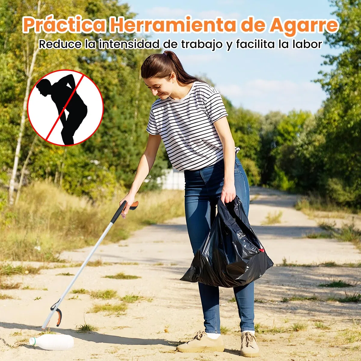 GYMAX Pinza Larga de 88 CM, Herramienta Portátil de Aluminio con Garra Antideslizante, Recogedor para Basura, Ligera para Recoger Residuos, para Personas Mayores (2)