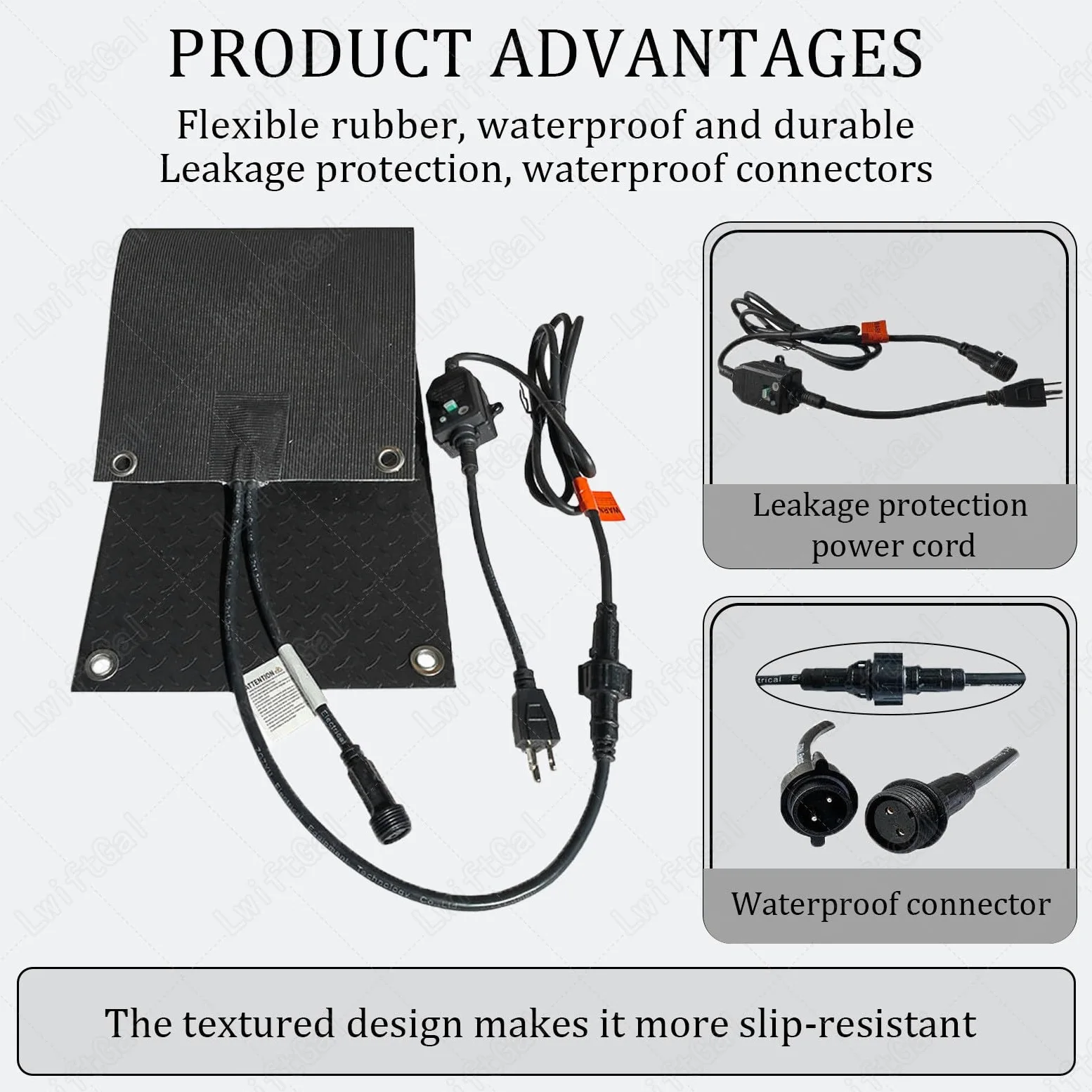 Tapete para Derretir Nieve para Exteriores, Tapetes Calefactados para Derretir Nieve, Alfombra Calefactada Antideslizante para Hielo Y Nieve con Cable De AlimentacióN 5pcs-25 * 76cm