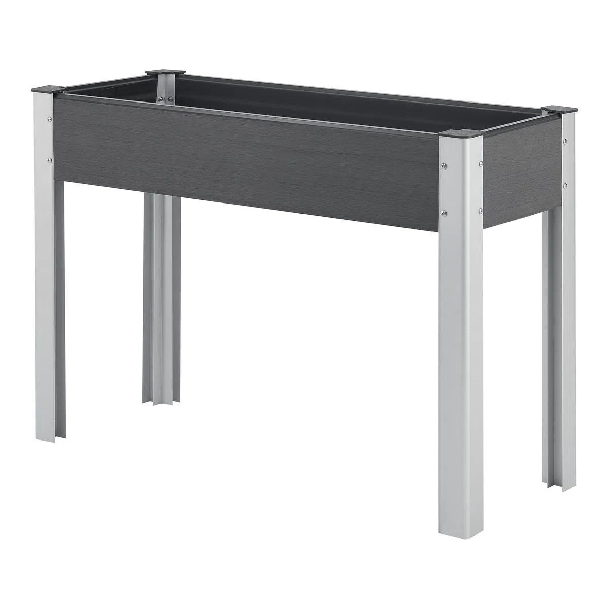 [en.casa] Huerto Urbano Beverwijk Mesa de Cultivo Rectangular Jardinera Soporte para Plantas Exterior Base de Rejilla Aluminio WPC 100 x 40 x 75 cm Gris Oscuro