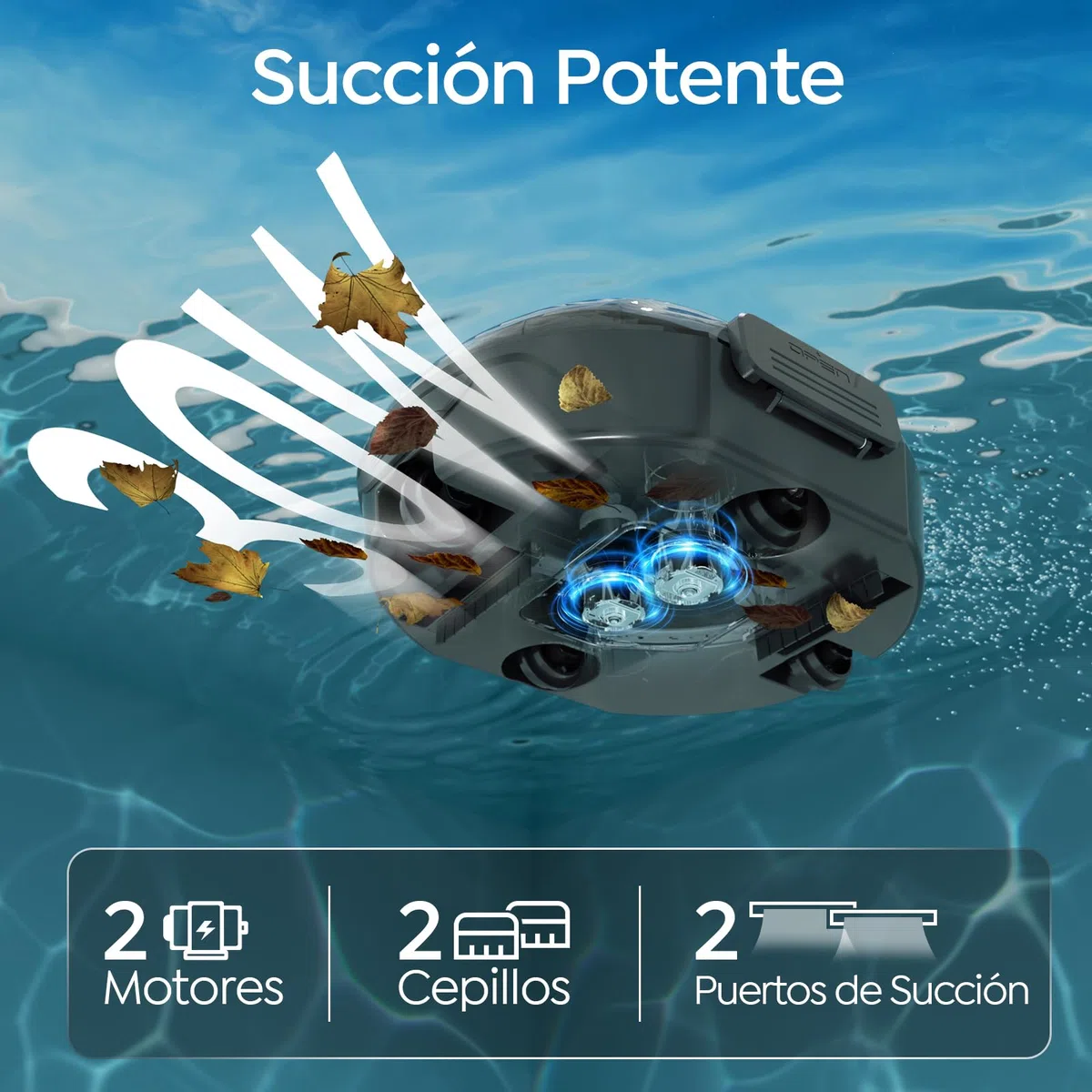 (2026 S2 Robot Piscina, Aspirador Inalámbrico, Doble Filtración, Doble Motor, 90min Limpieza, Autoaparcable, Ideal para Piscinas de Fondo Poco Profundo(Gris)