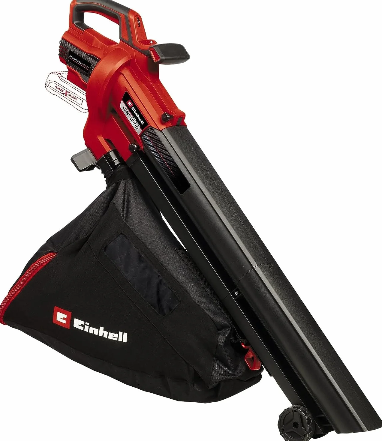Einhell Aspirador de hojas con batería VENTURRO 18/210 Power X-Change (18 V, potencia de aspiración 500 m³/h, bolsa colectora 45 l, función de soplado hasta 210 km/h, sin batería ni cargador)