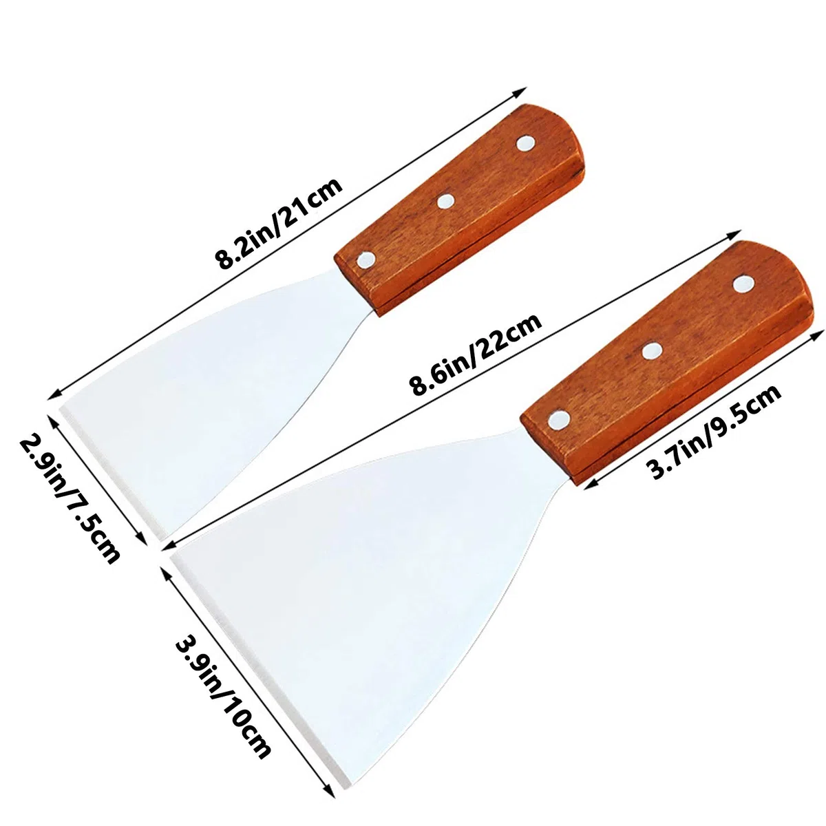 Raspador De Parrilla EspáTula De Acero Inoxidable Durable EspáTula De Acero Inoxidable Para Asar Carne Teppanyaki Y Limpiar SartéN Para Parrilla,Apto Para Lavavajillas,2 Piezas