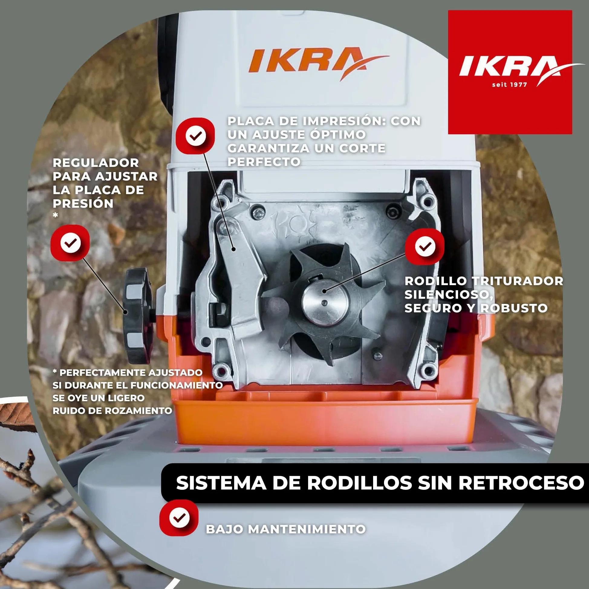 IKRA trituradora silenciosa eléctrica ILH2800, diámetro de ramas a 44mm