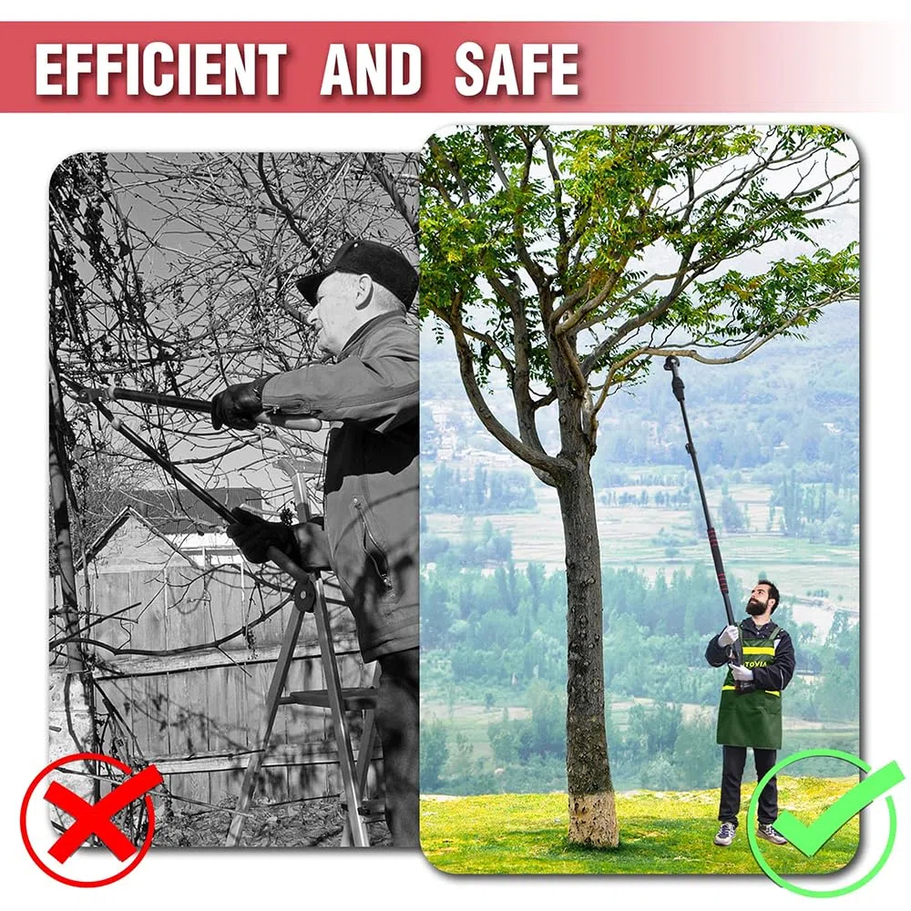 Pertiga Telescopica Podar,Sierra Podar,Pertiga Podar,Altura regulable de 8 m,1 sierra para 2 usos,con maletín de transporte y dos hojas de sierra para reparar fácil y cómodamente las ramas altas