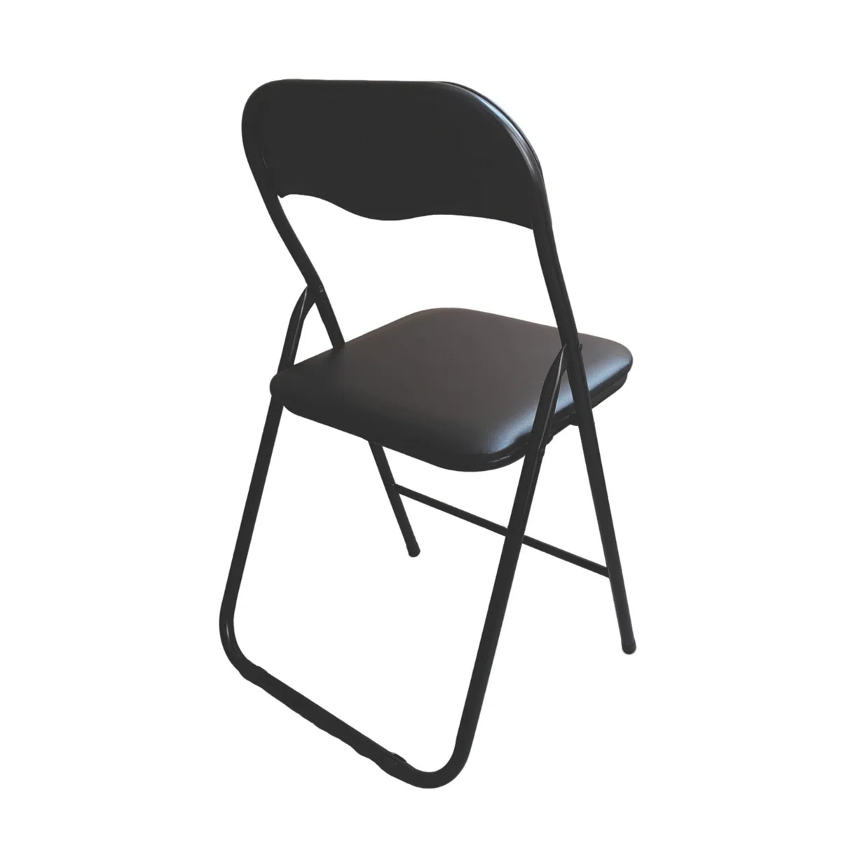 Pack 4 Sillas Plegables Negras Premium con Estructura Metálica y Asiento Acolchado en Polipiel PU. Respaldo Ergonómico de para Eventos, Oficina y Hogar. Diseño Moderno y Resistente (80x44x43,5 cm)