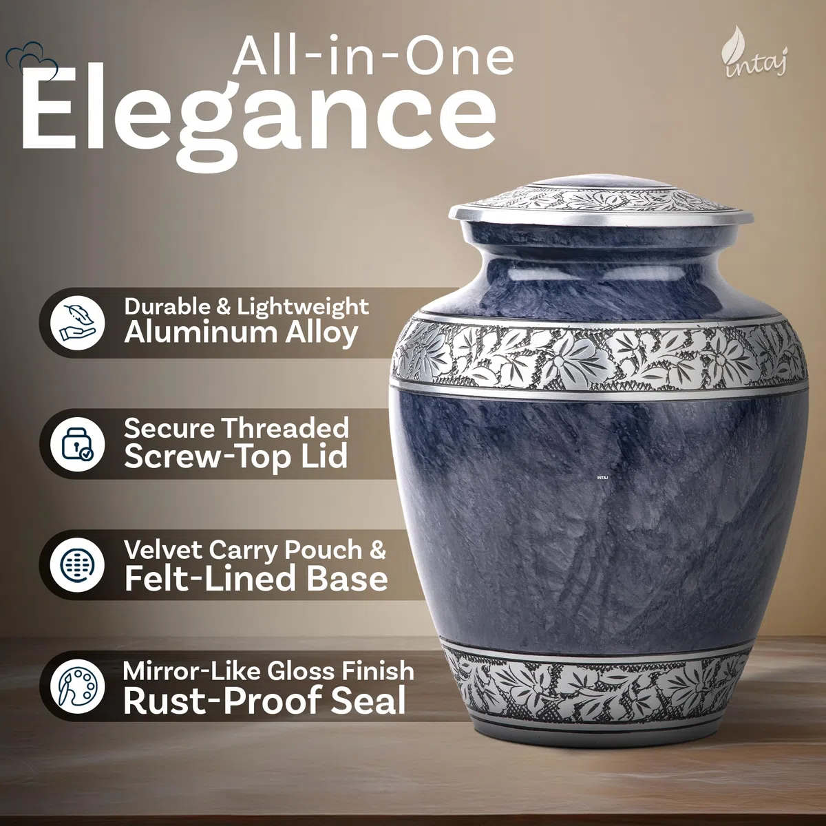 Urna de cremación para cenizas humanas para adultos, machos o mujeres, urna conmemorativa grande de aluminio hecha a mano, elegante urna conmemorativa para exhibición en el hogar, urna funeraria